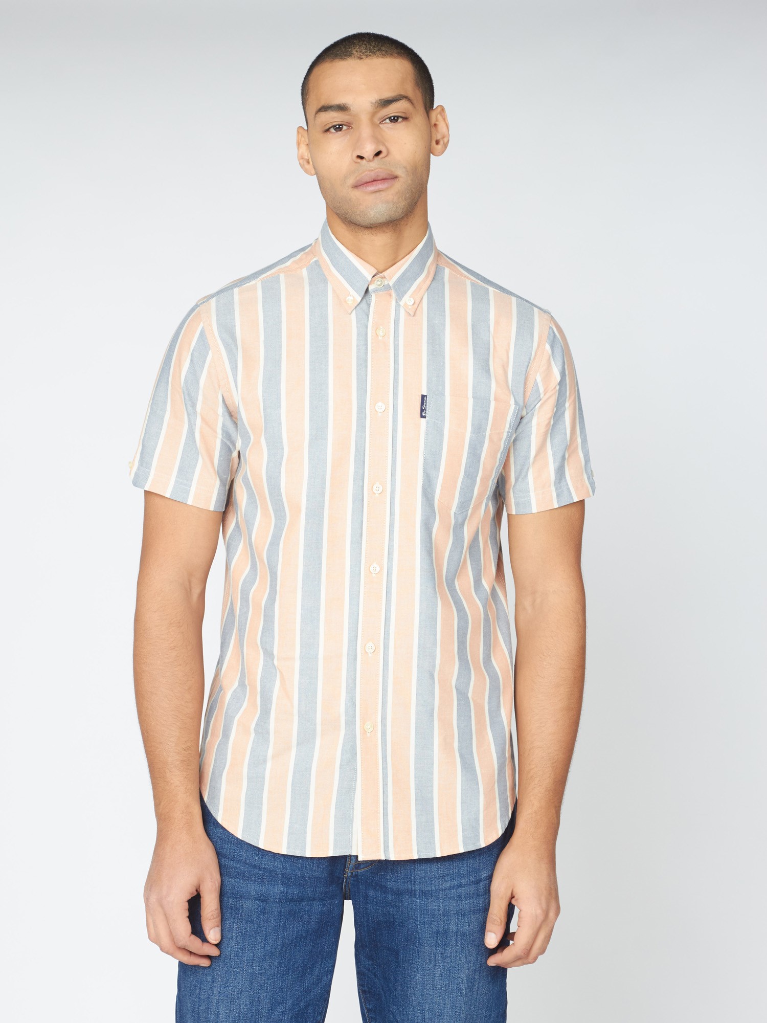 Men's Block Striped Shirt - Anise | Ben Sherman