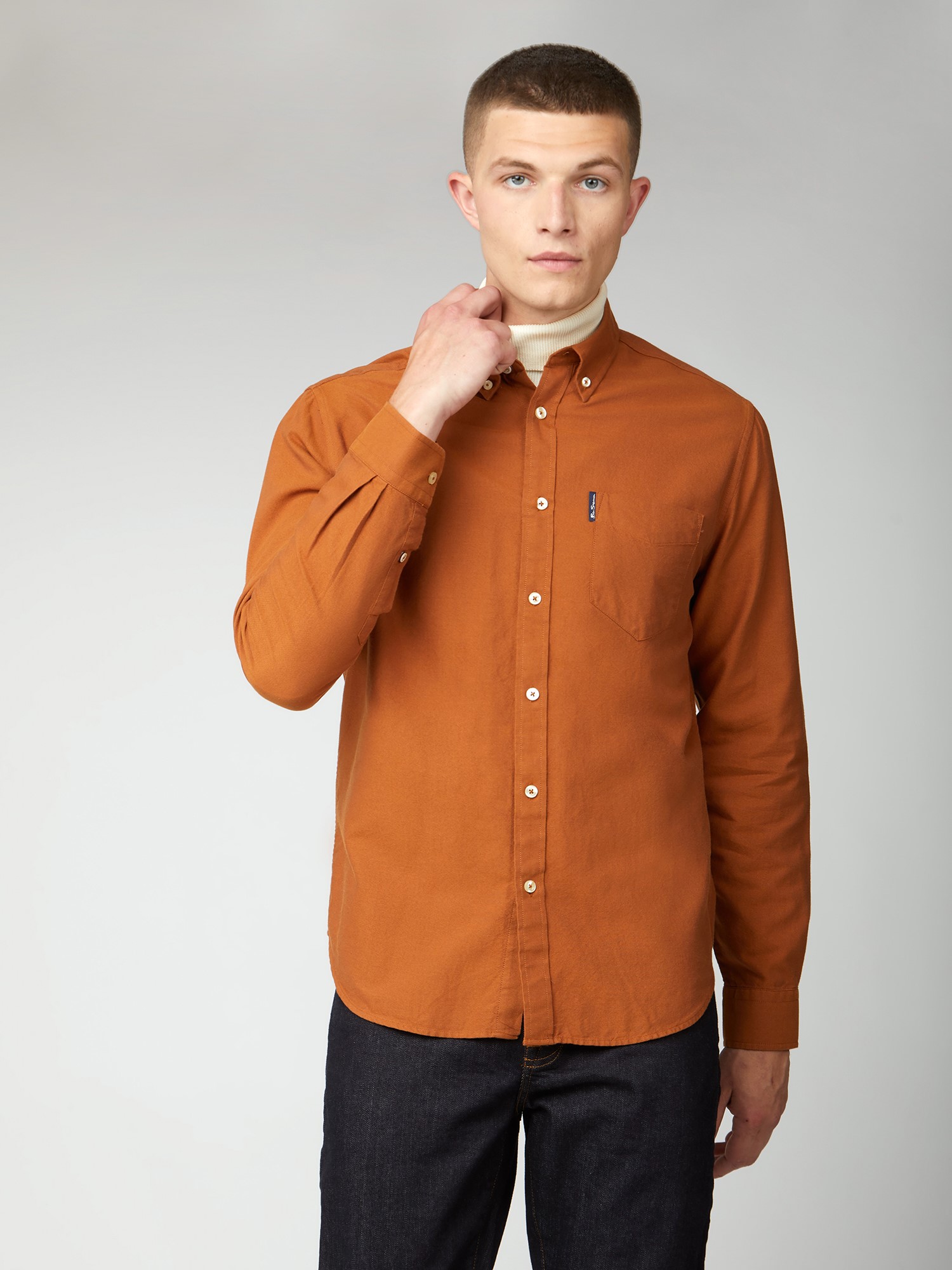 Organic Oxford Long Sleeve Shirt - Gold Metal