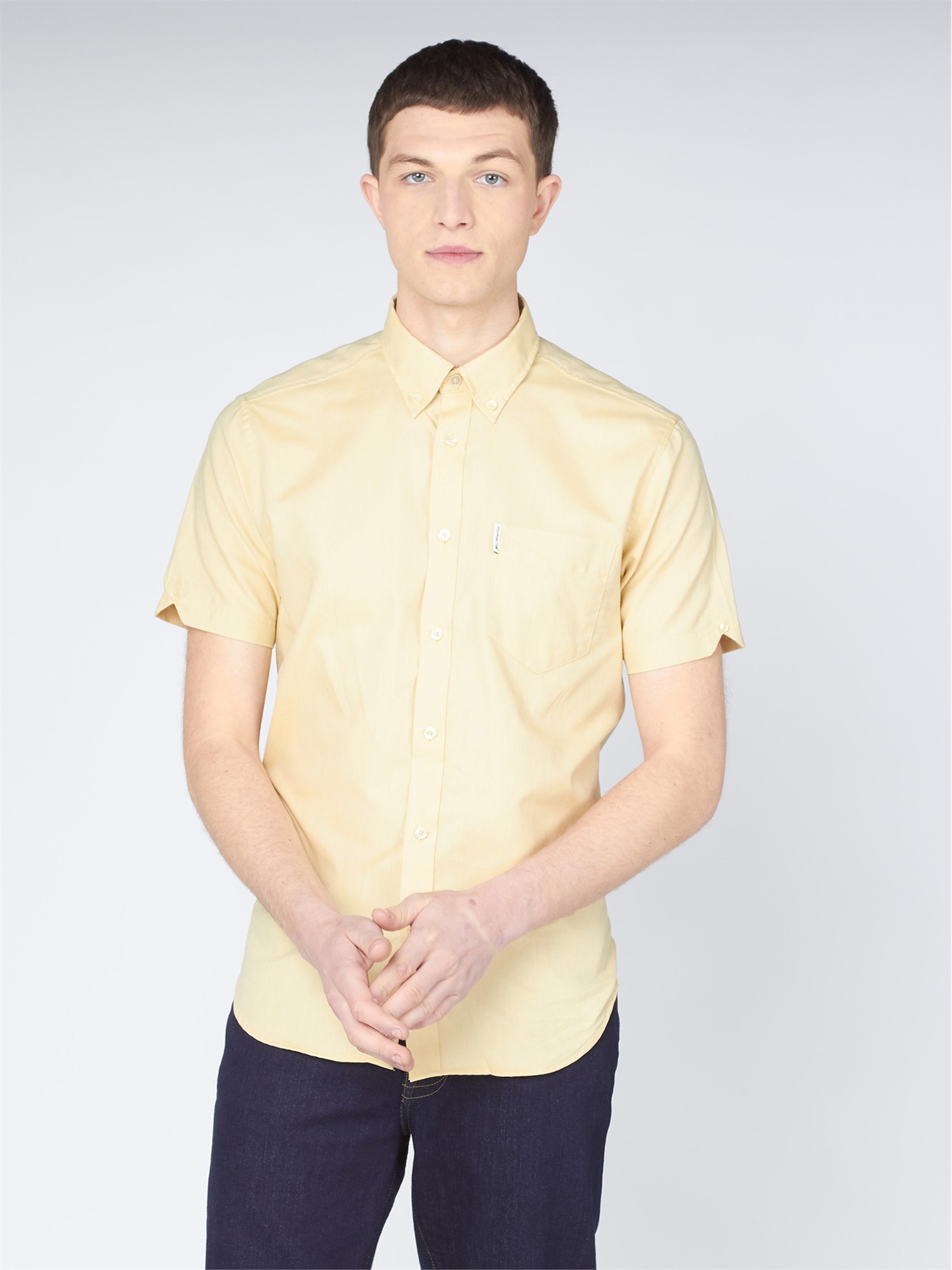 Organic Cotton Short Sleeve Oxford Shirt - Pale Yellow