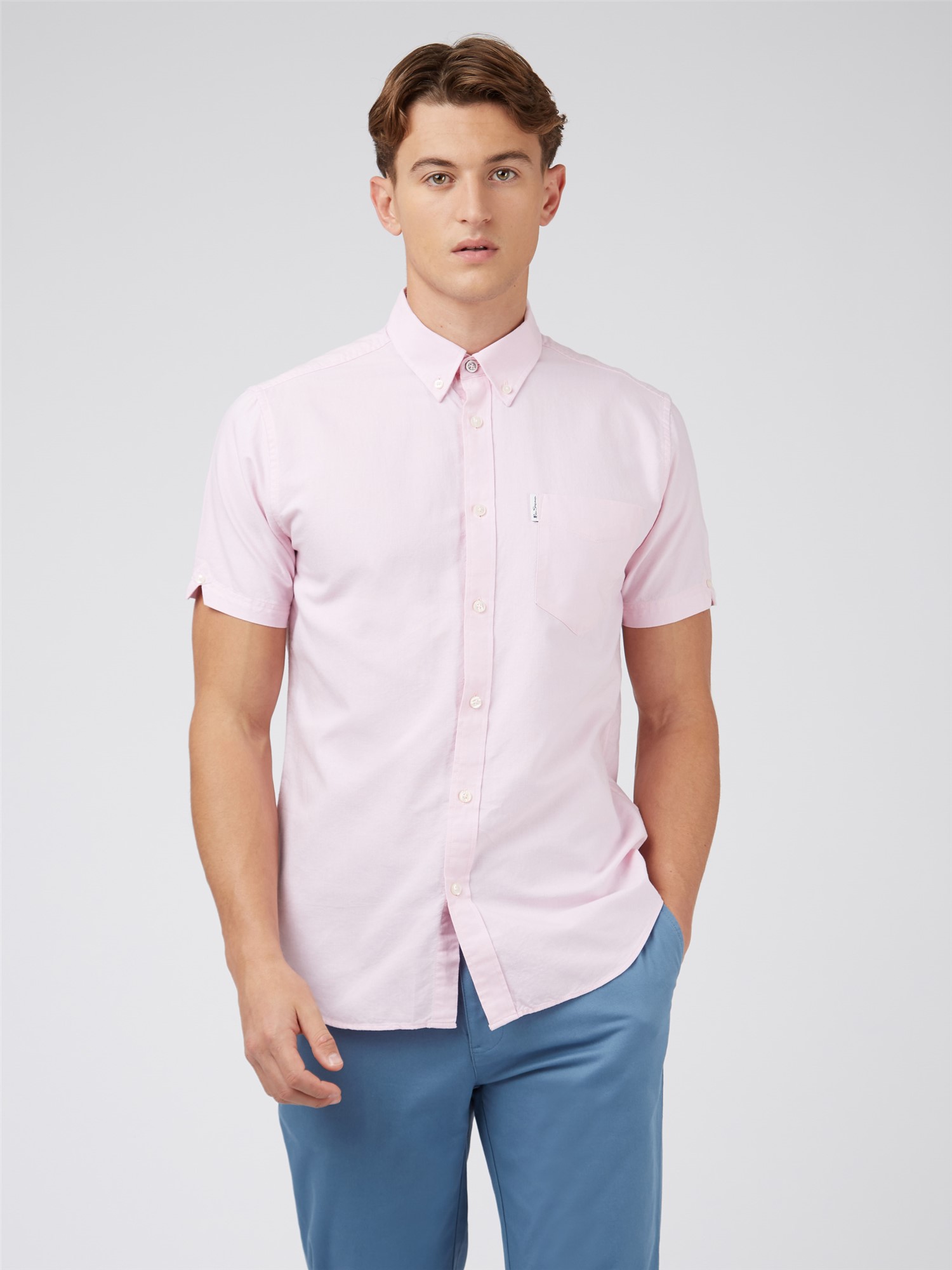 Organic Oxford Short Sleeve Shirt - Light Pink