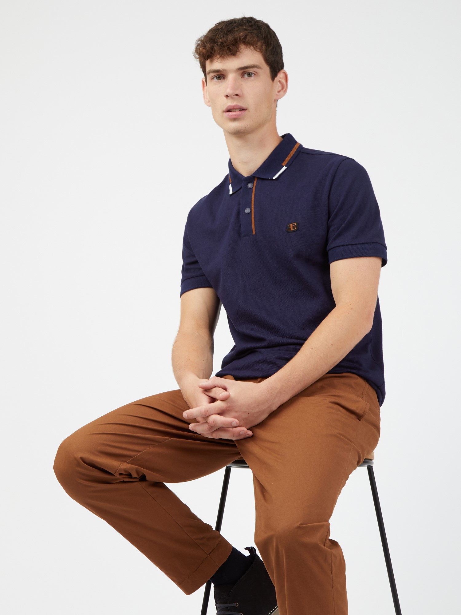 Textured Pique Polo Shirt - Marine