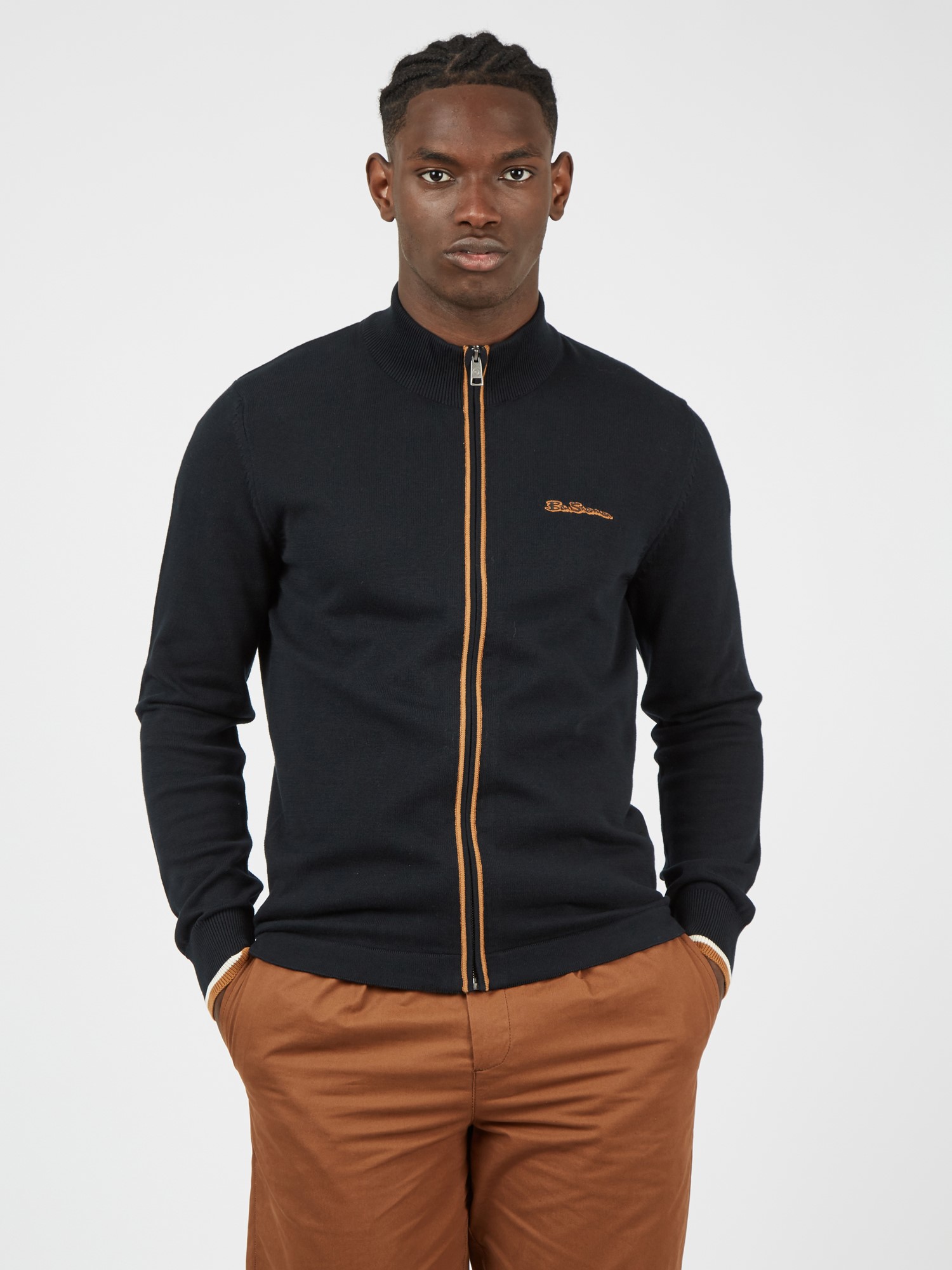 Black Sport Zip Through Track Top