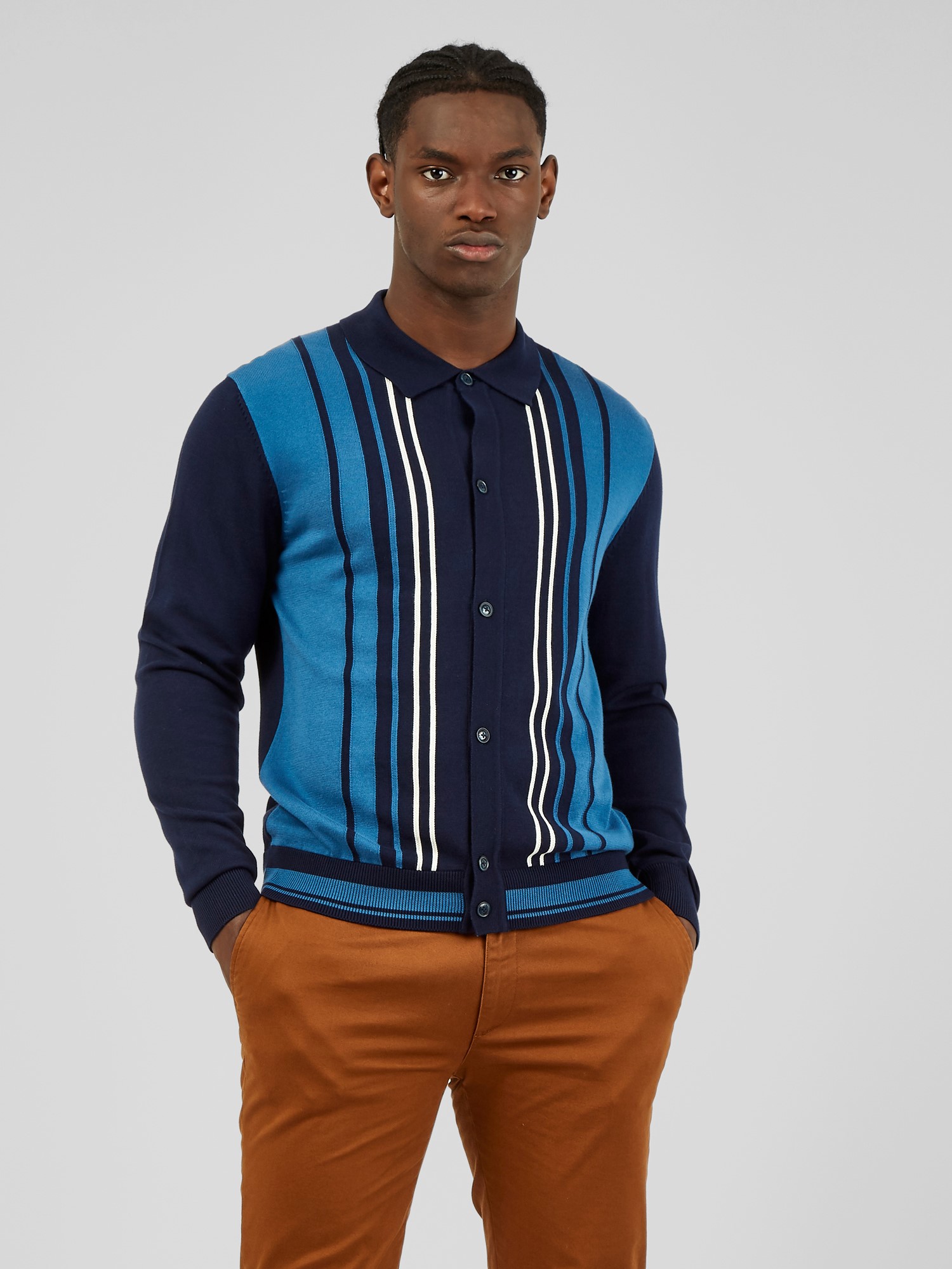 Long Sleeve Button Through Polo Shirt