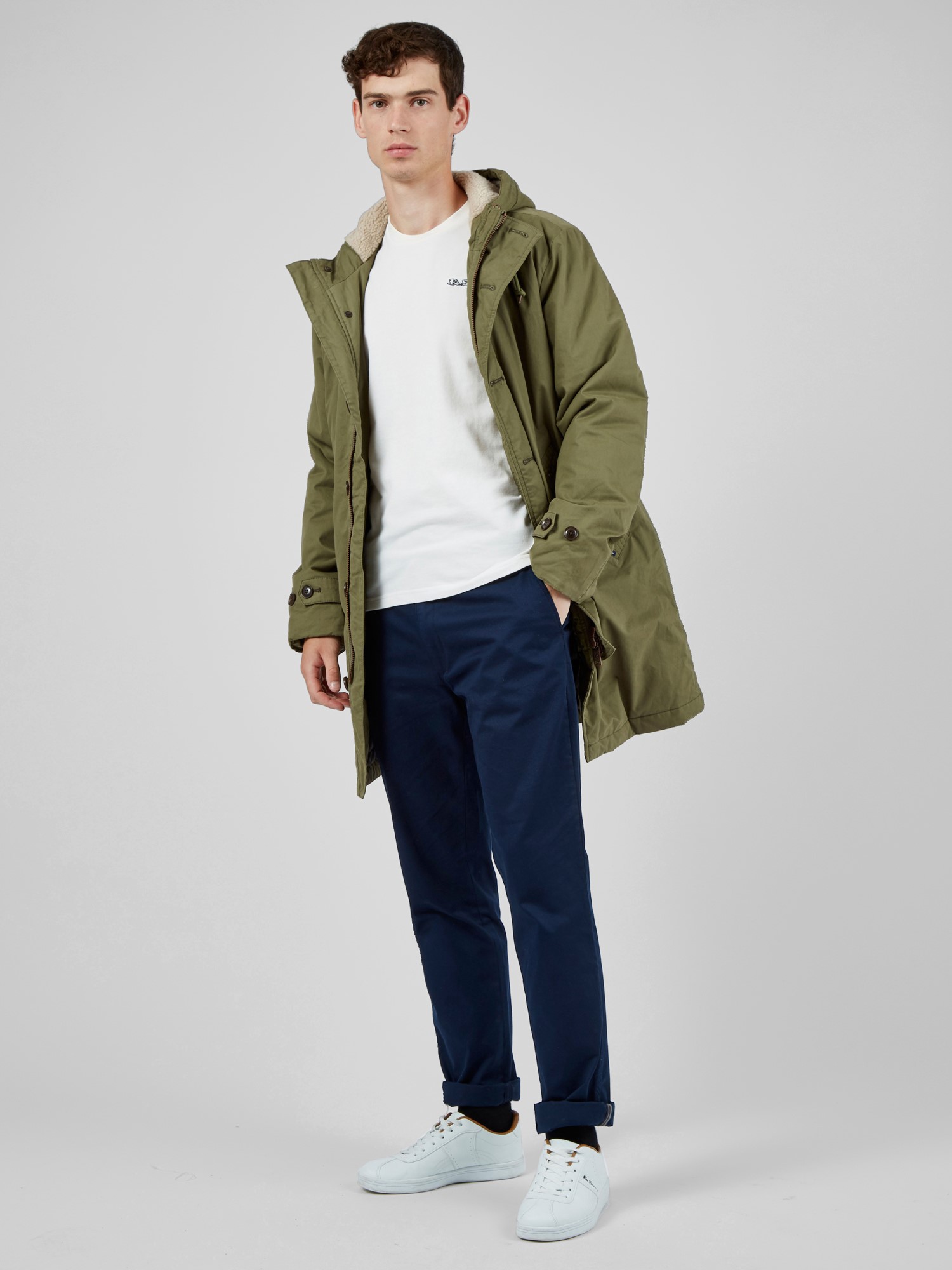 Men s Modern Hemp Green Parka Coat Ben Sherman