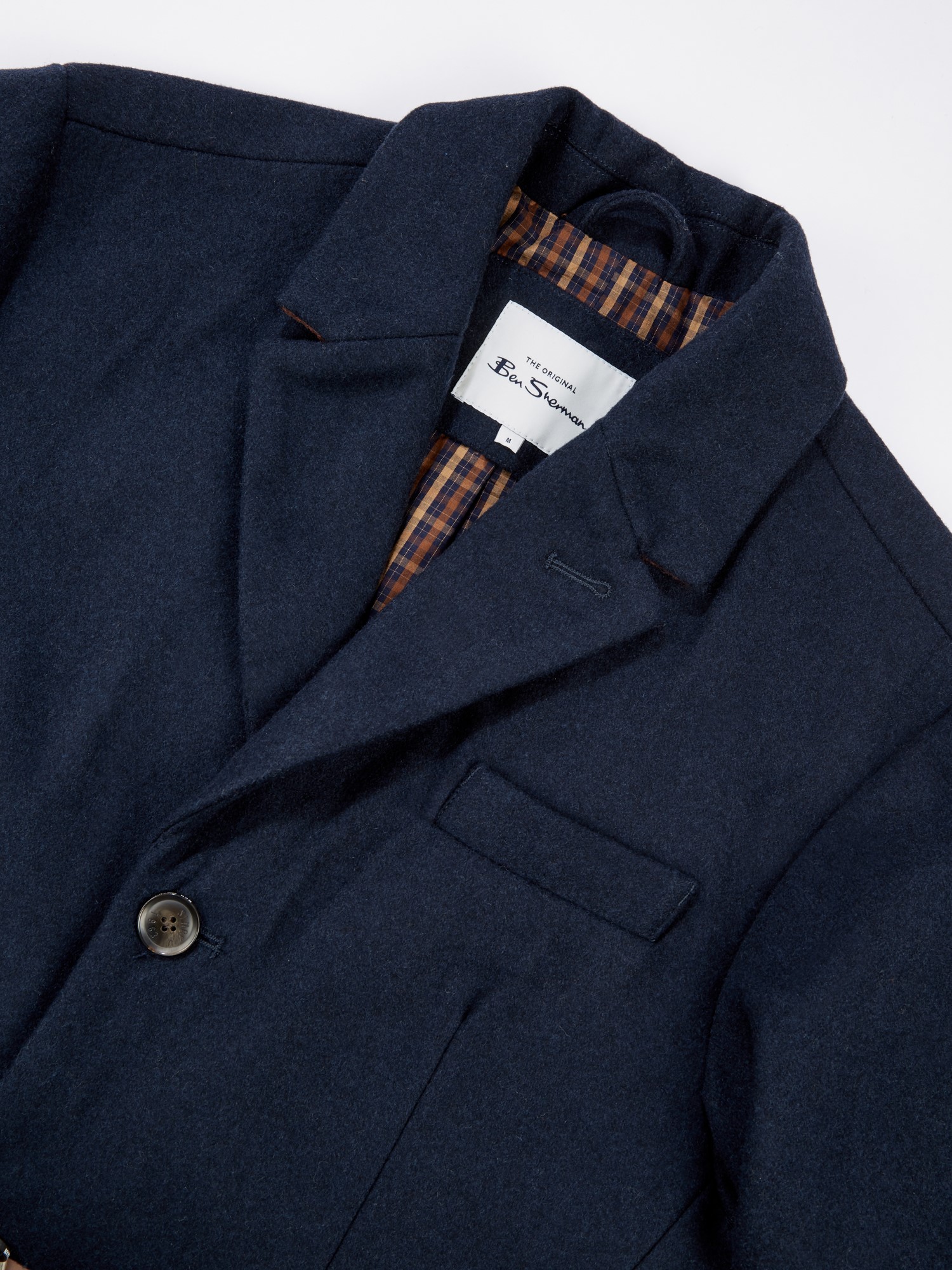 Ben Sheman Men's Benton Double Beasted Wool Ovecoat, Navy