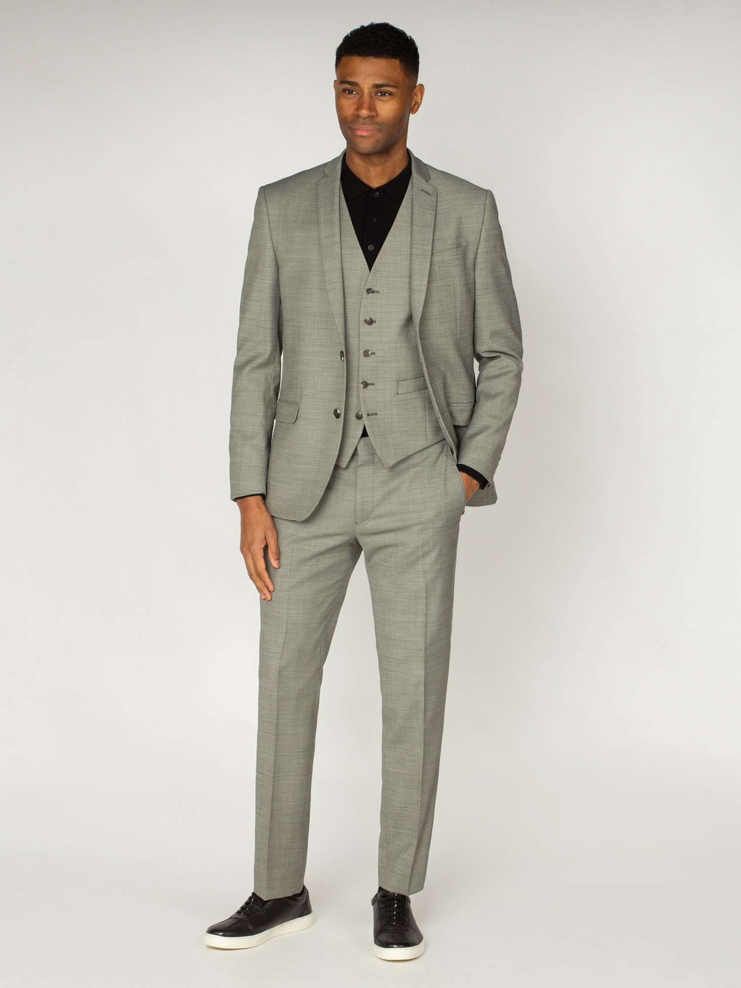 Light Grey Pick & Pick Three Piece Suit - Ben Sherman UK Light Grey Pick & Pick Three Piece Suit - Ben Sherman UK