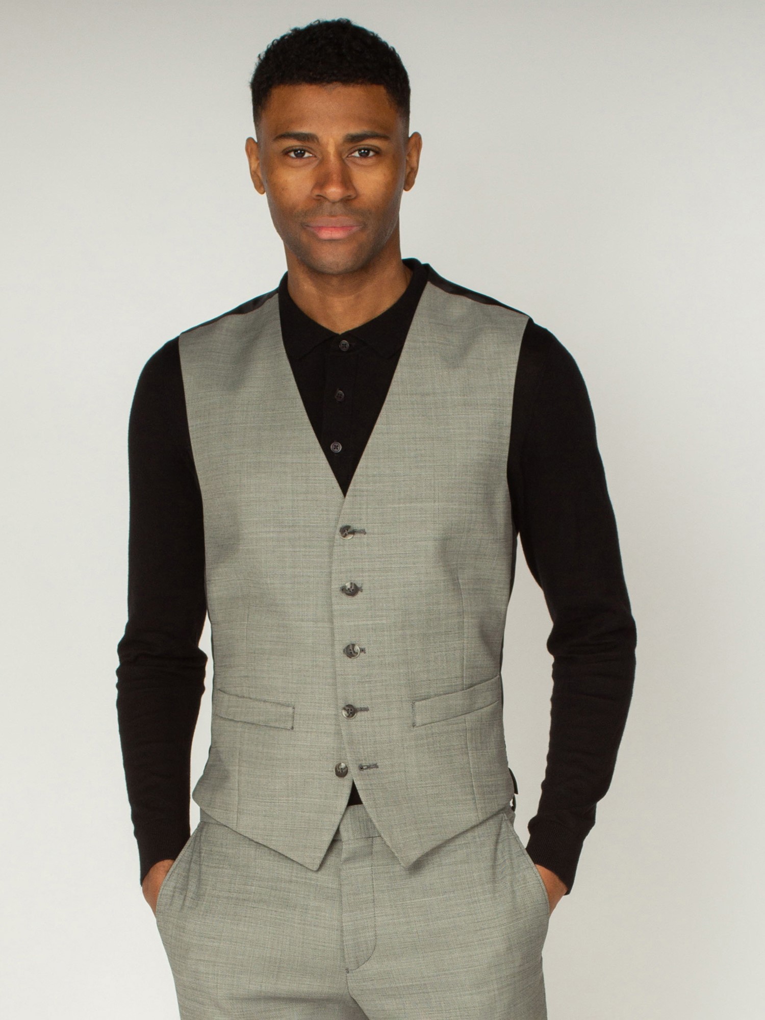 Light Grey Pick & Pick Three Piece Suit - Ben Sherman UK