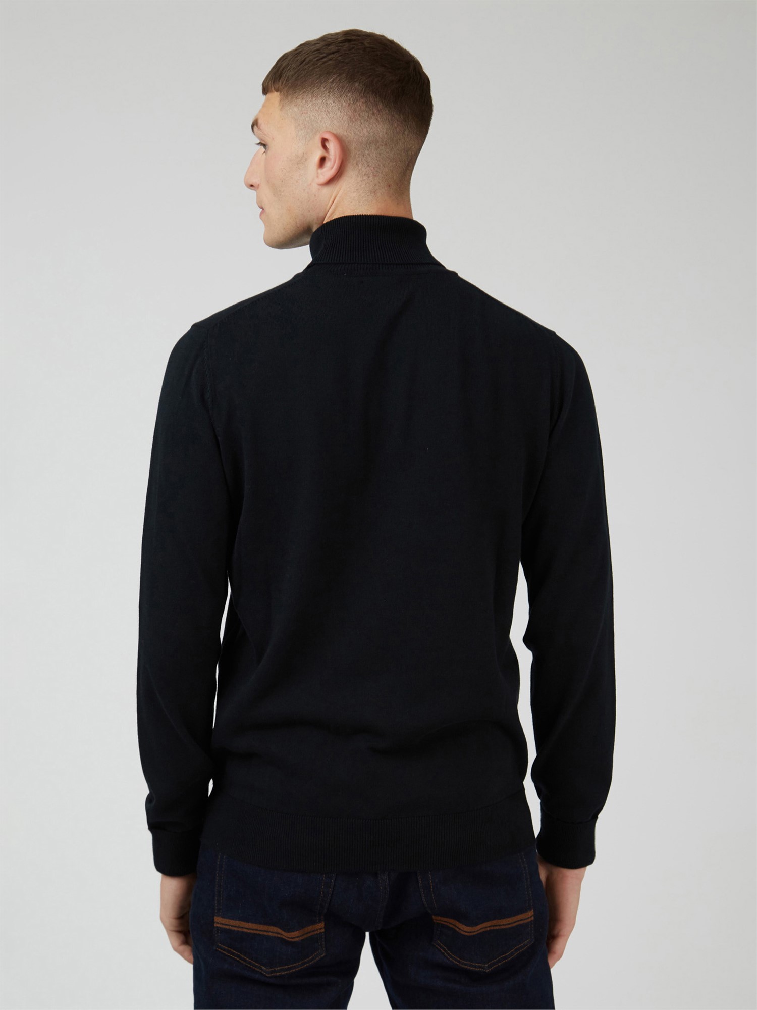 Signature Knitted Roll Neck Jumper - Black