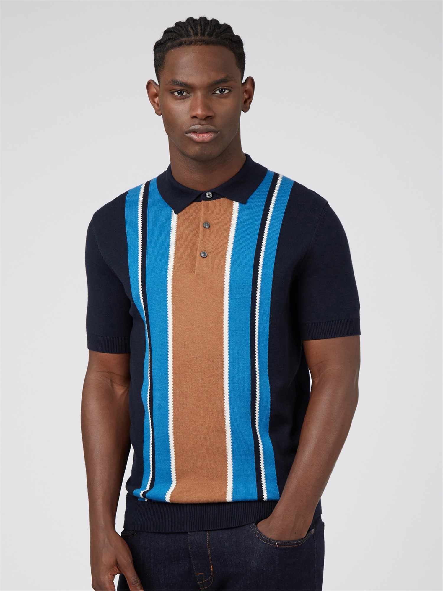 Mod Stripe Polo Shirt - Dark Navy