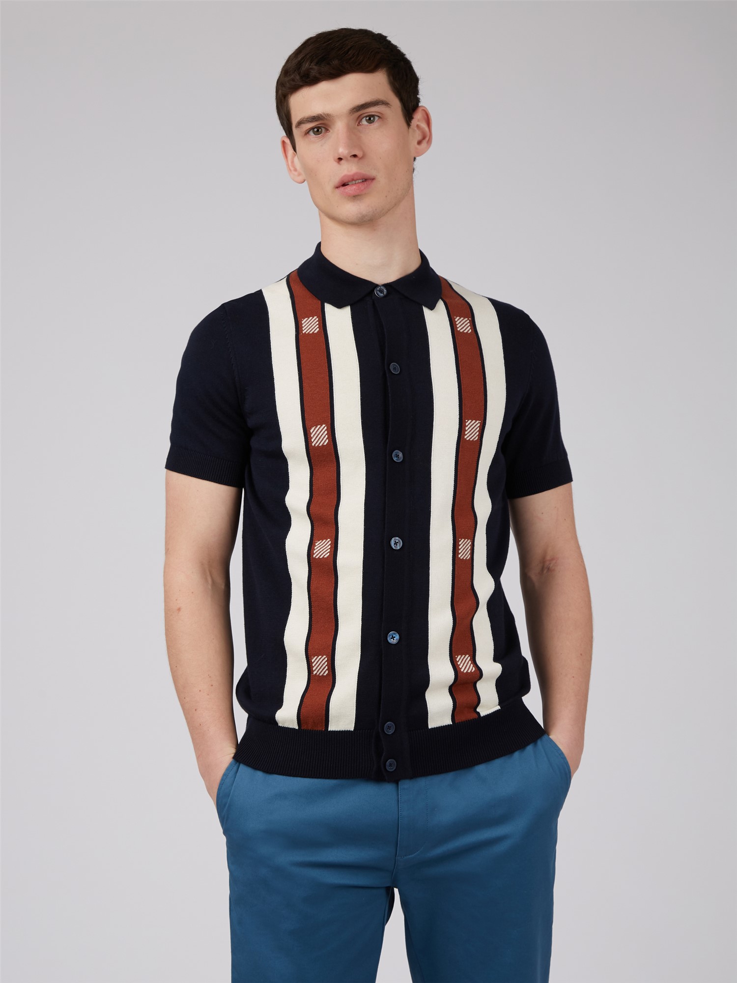 Button Through Mod Polo Shirt