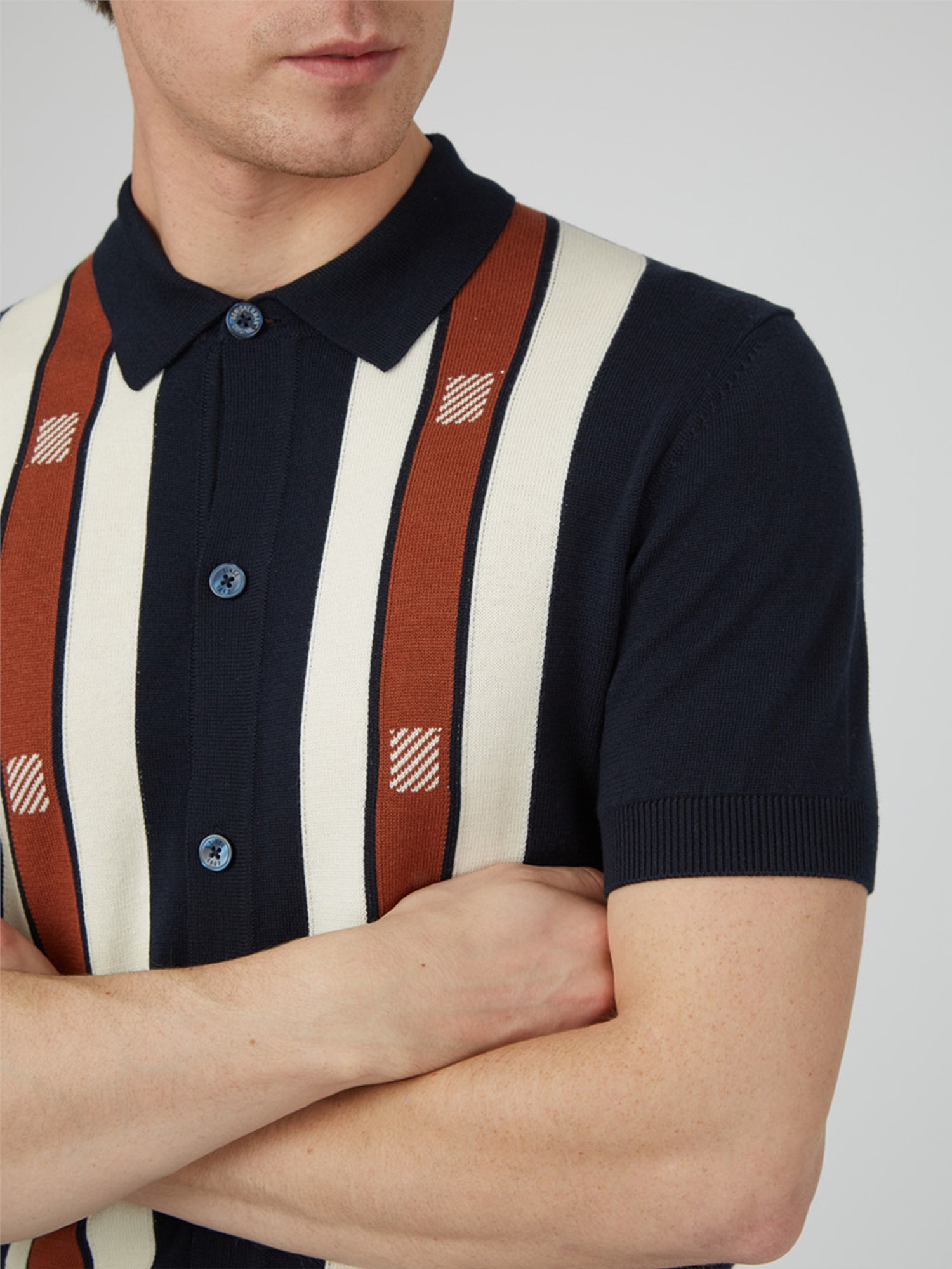 Button Through Mod Polo Shirt