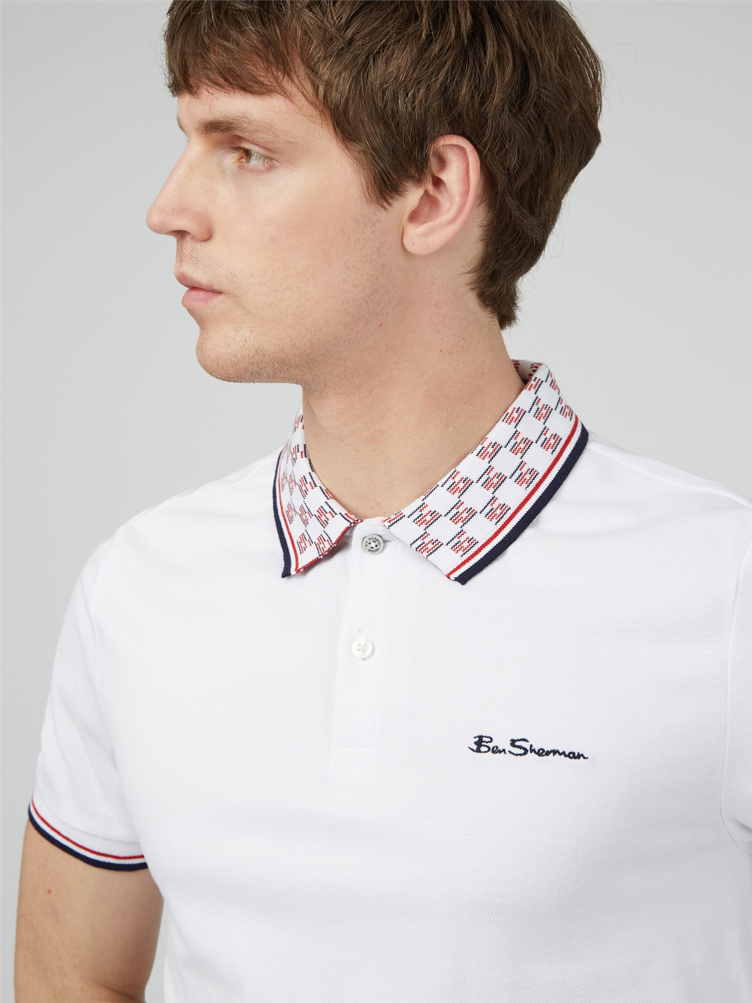 Collar Interest Polo Shirt White