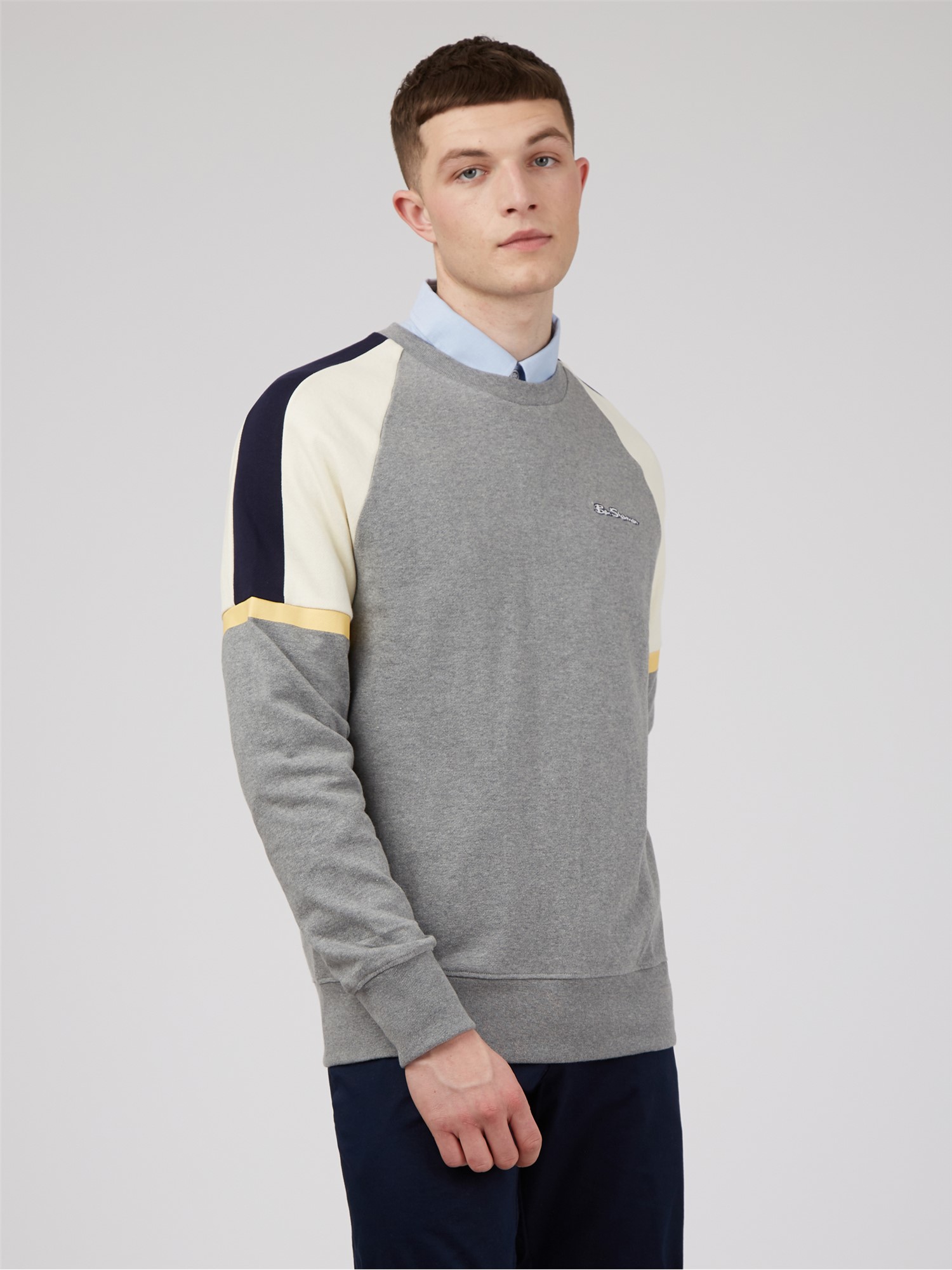 Colour Block Crew Neck Sweatshirt - Steel