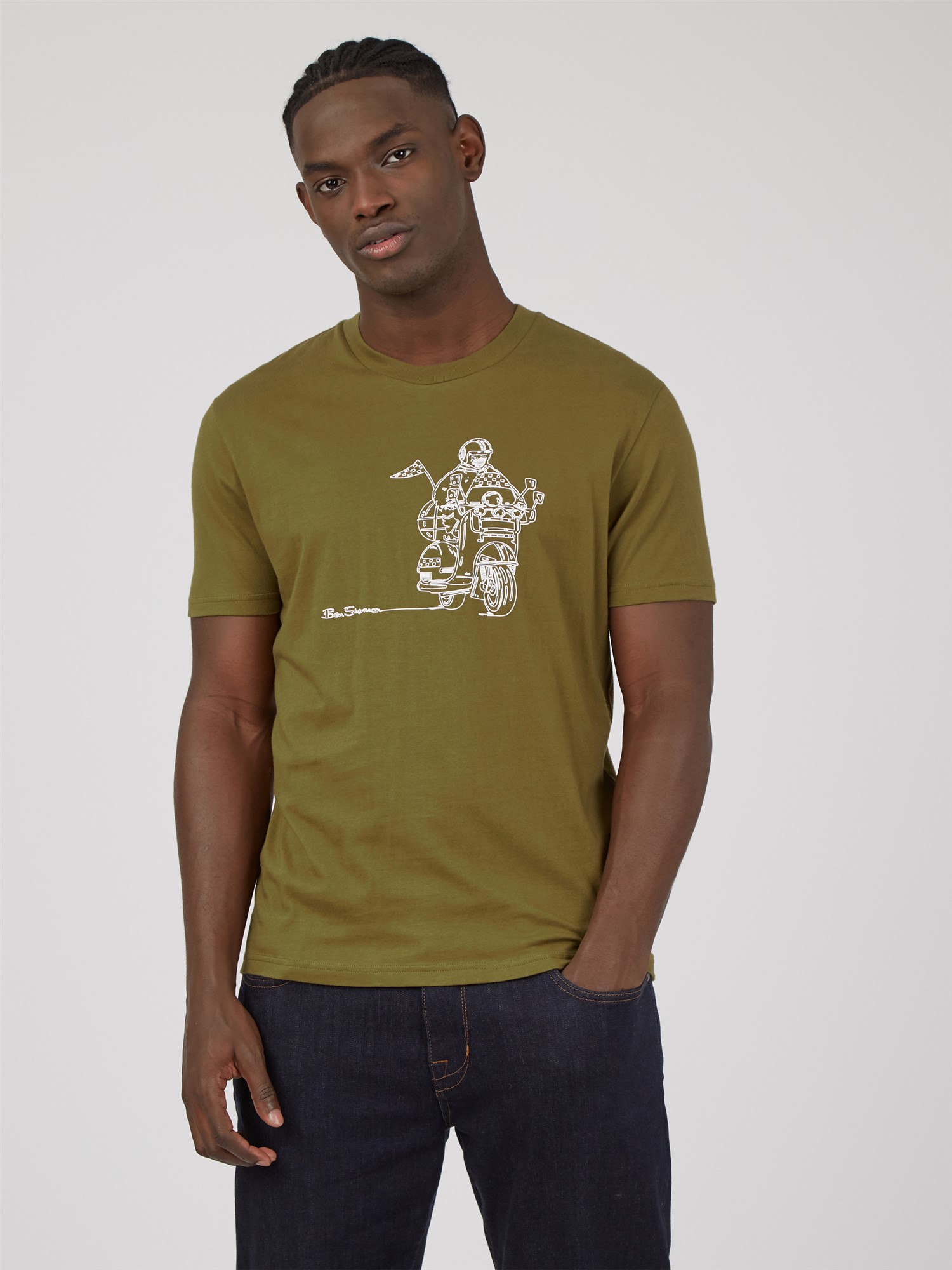 Linear Cruise Print T-Shirt - Grasshopper