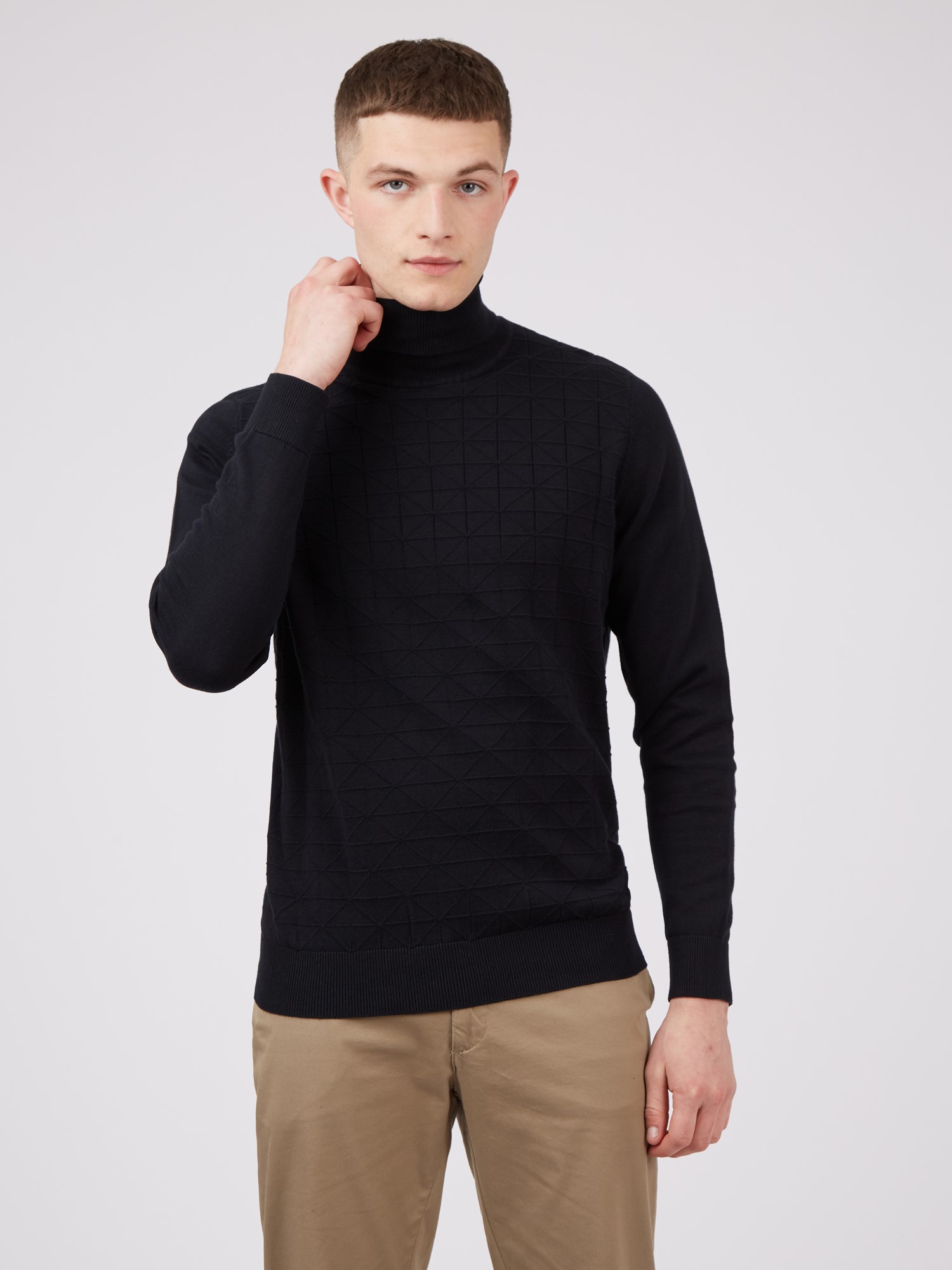 Black cotton roll neck jumper hotsell