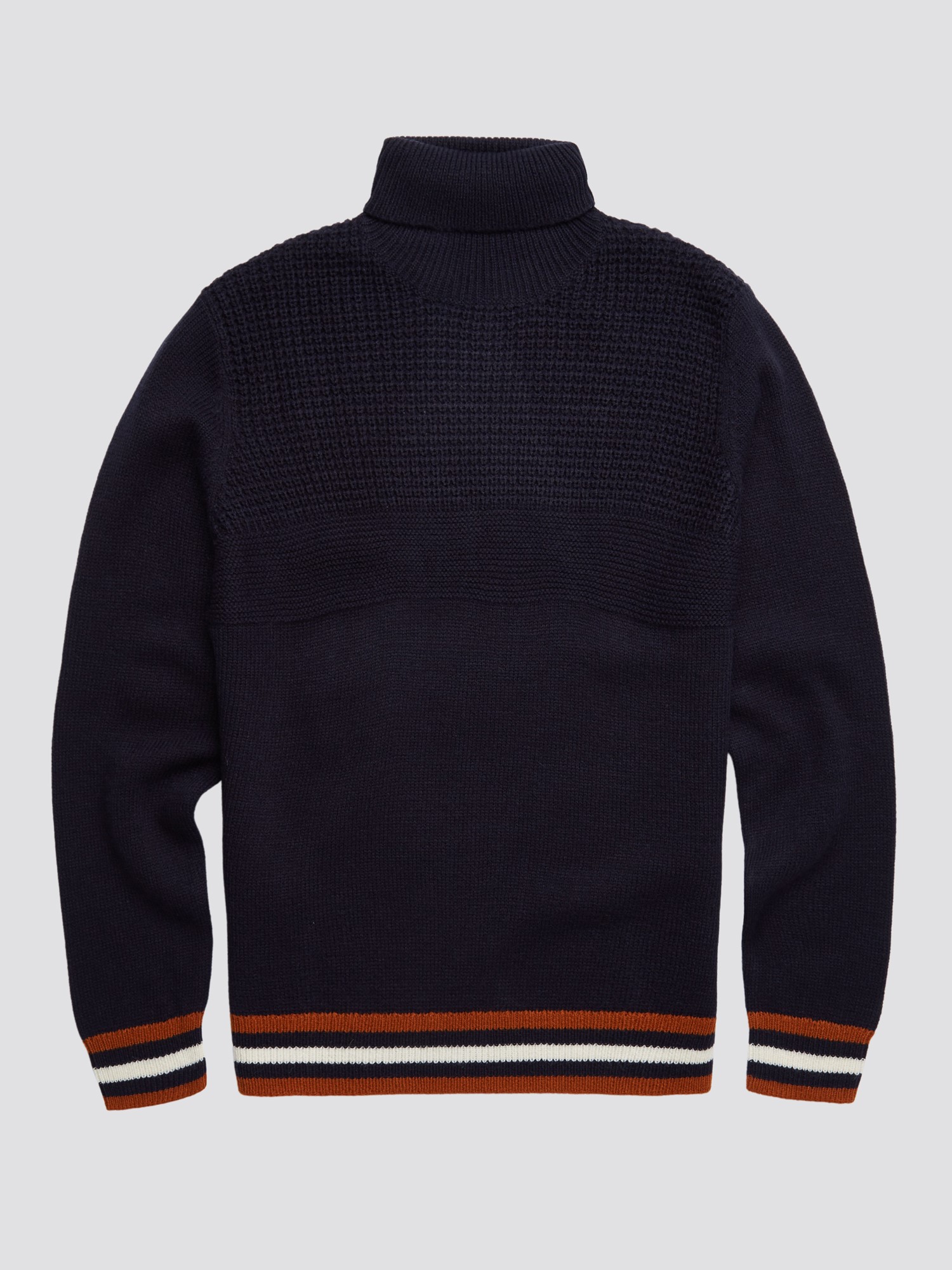 Textured Roll Neck Jumper - Dark Navy