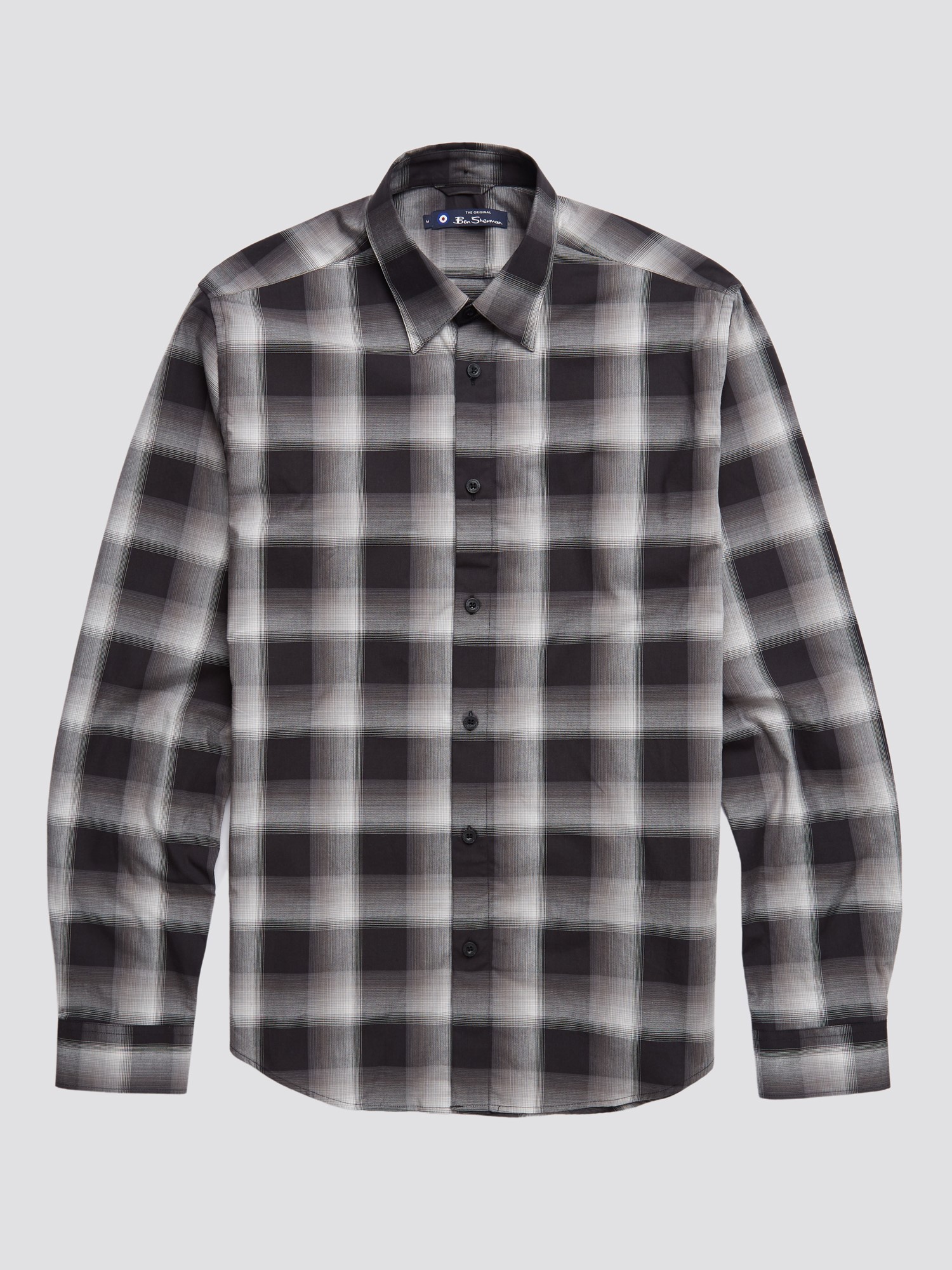 Black Long Sleeved Faded Check Shirt