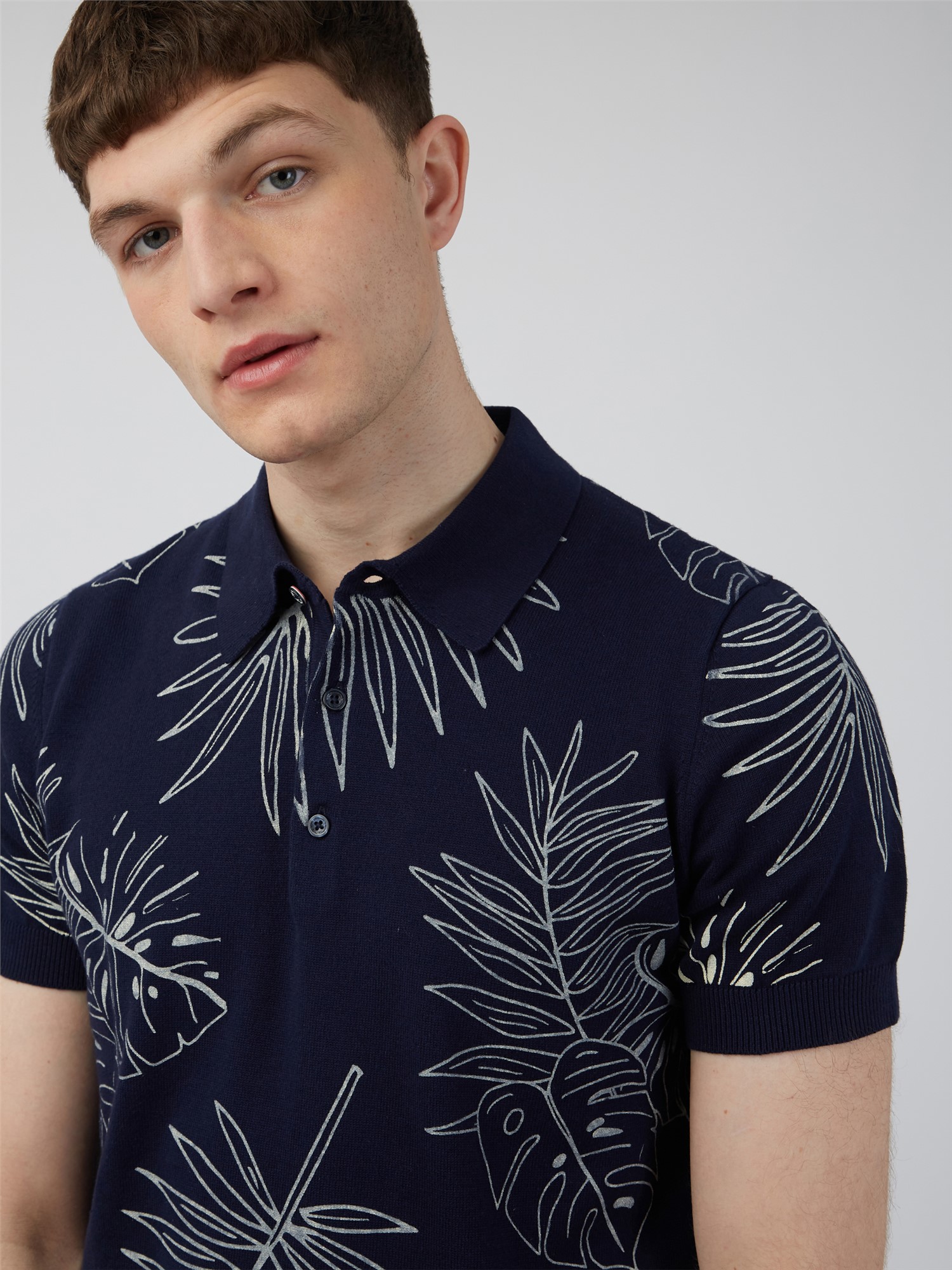 Leaf Print Polo Shirt