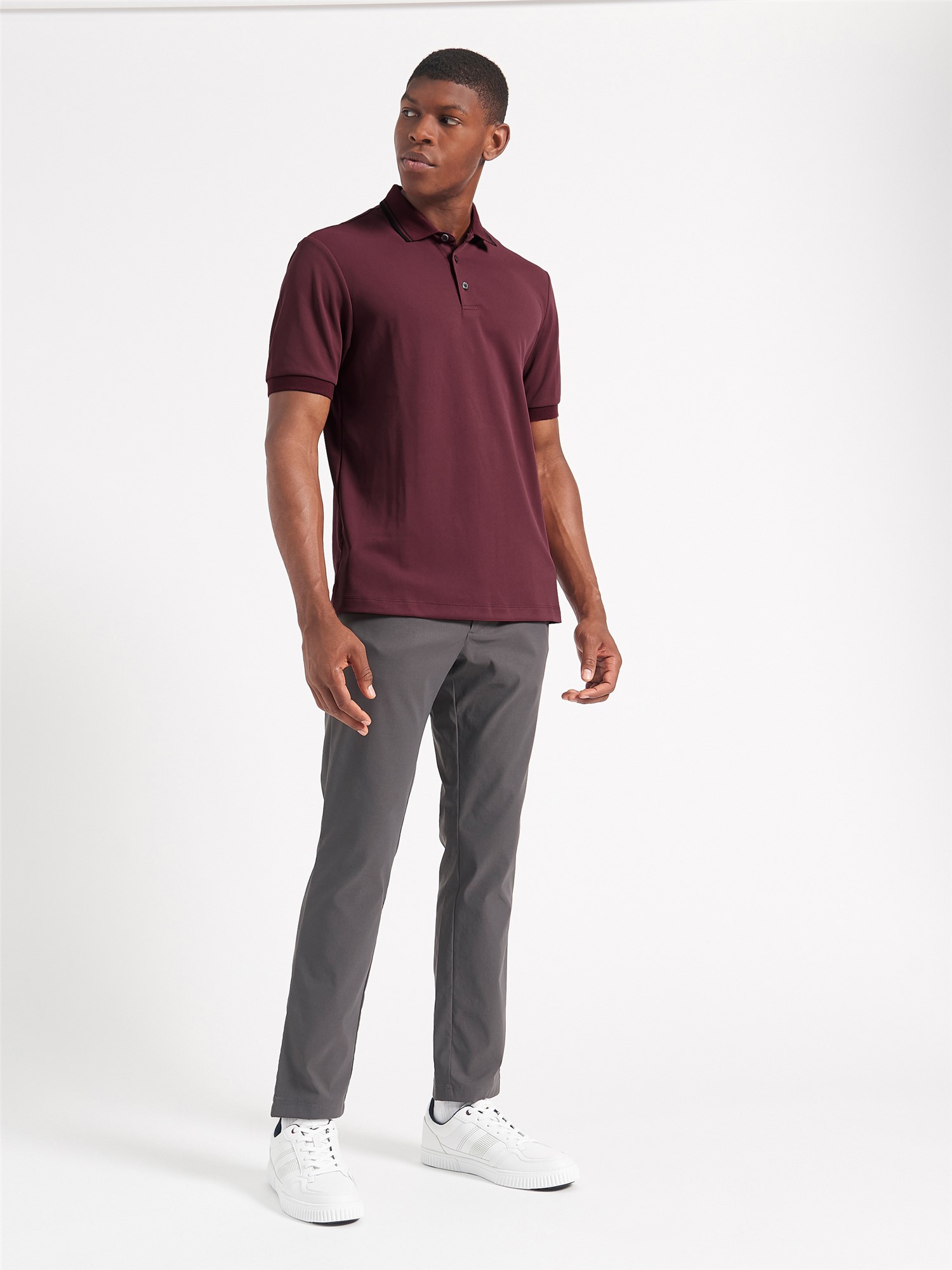 Short Sleeve 360 Motion Pique Polo Shirt Burgundy