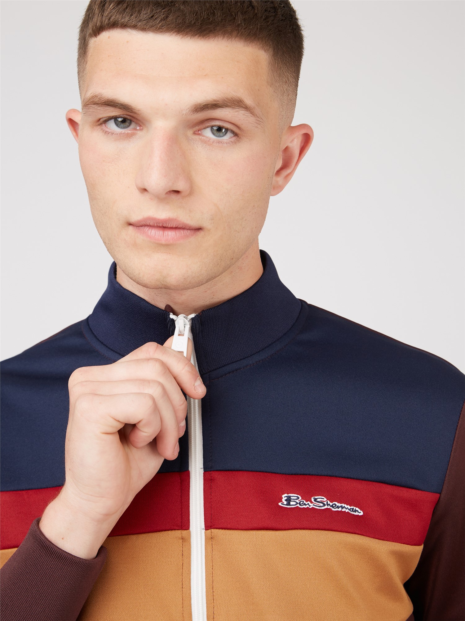 Colour Block Zip Through Sweatshirt