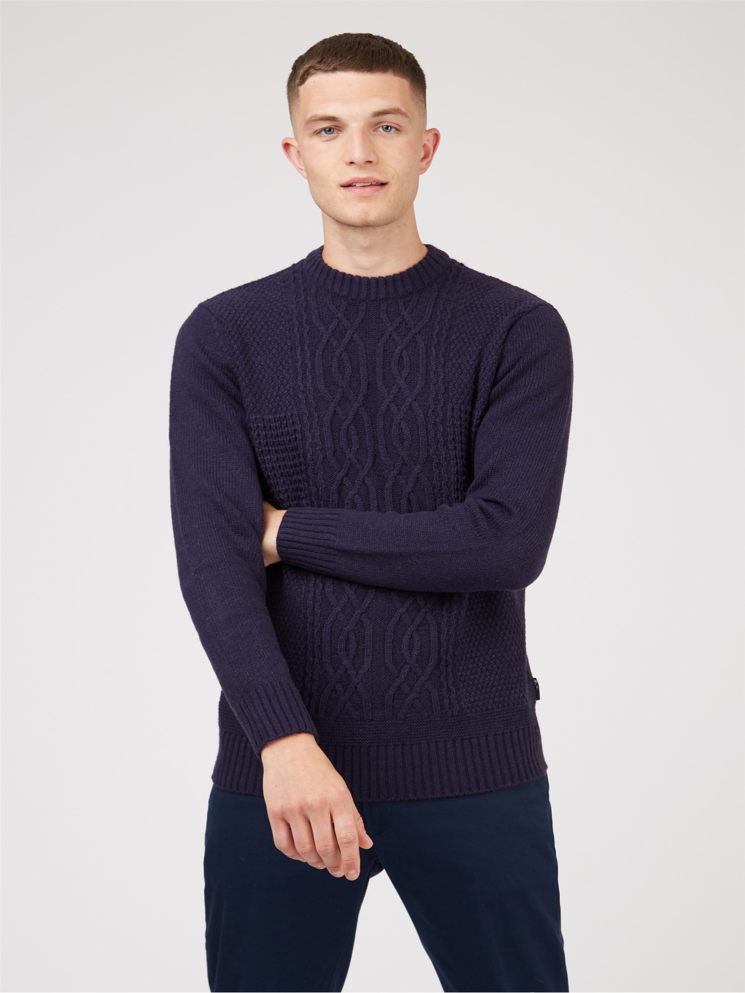 Cable Crew Neck Jumper - Marine