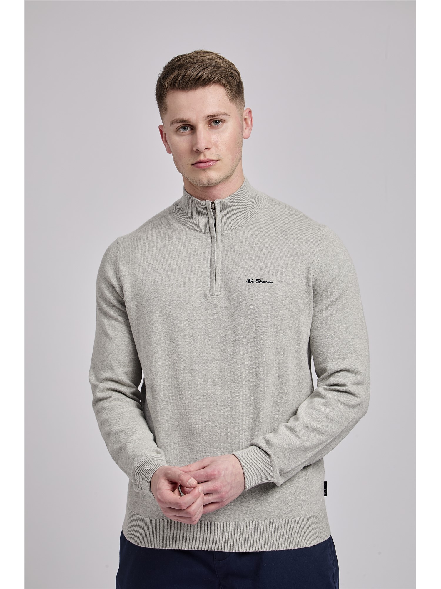 Quarter Zip Funnel-Neck Jumper