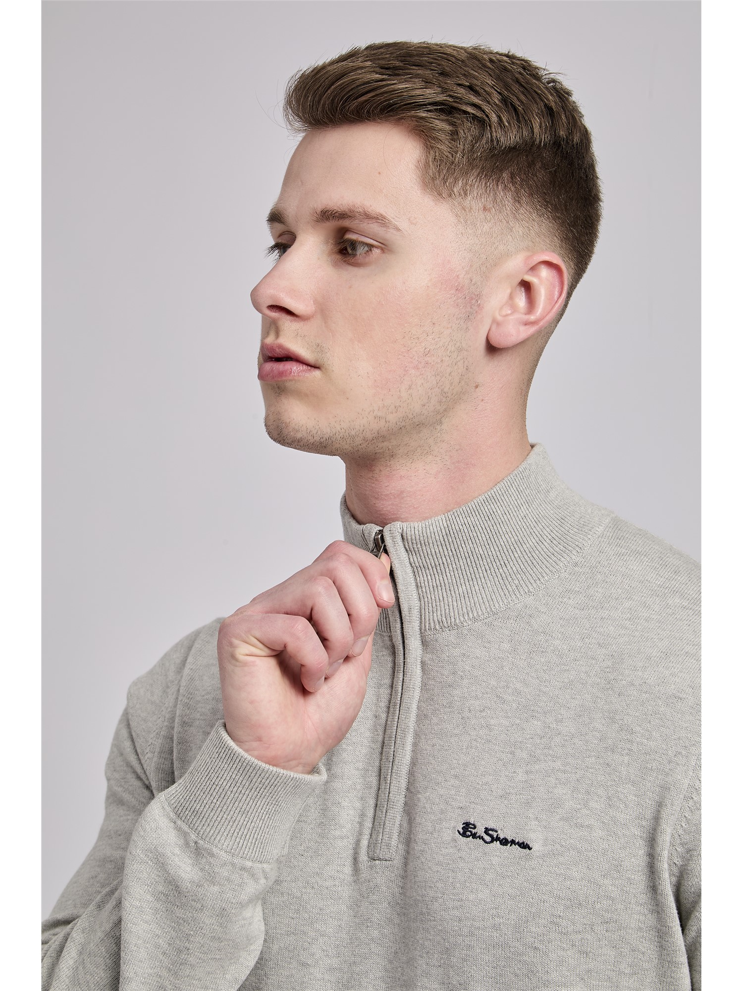 Quarter Zip Funnel-Neck Jumper