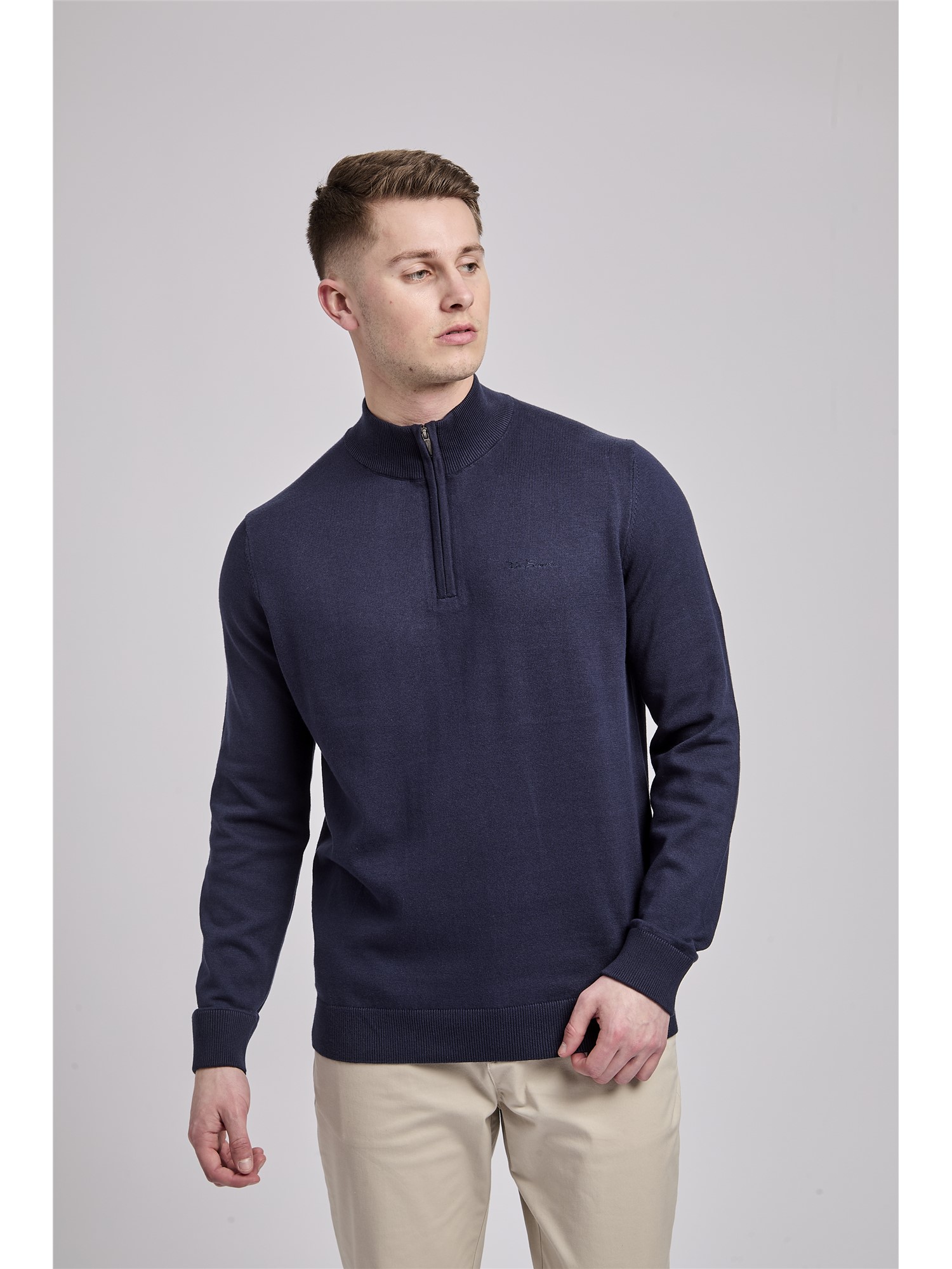 Quarter Zip Funnel-Neck Jumper