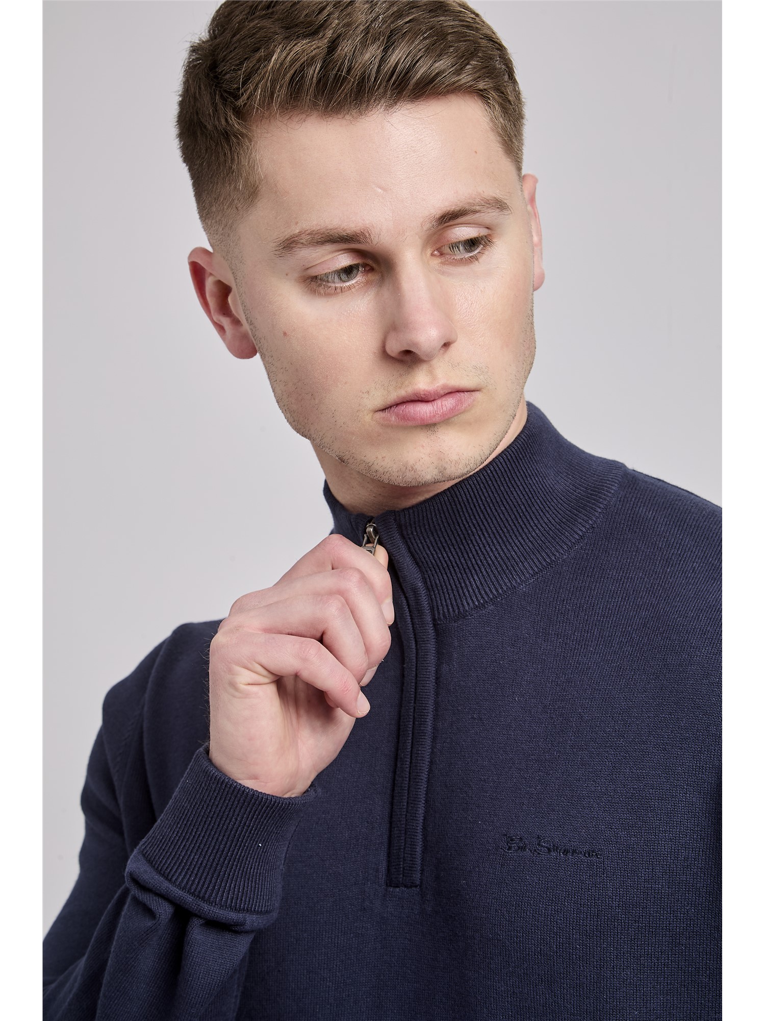 Quarter Zip Funnel-Neck Jumper