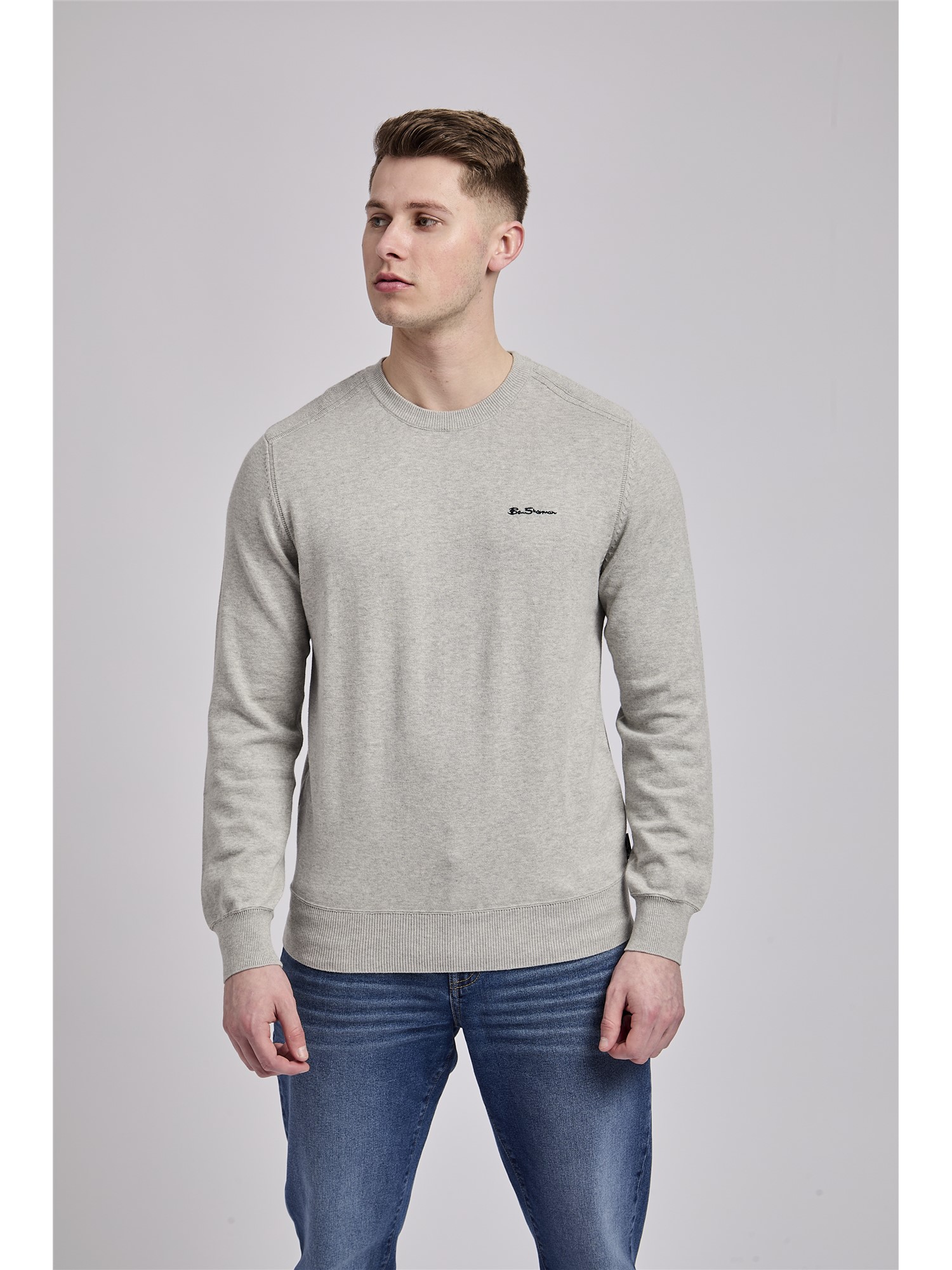 Crew Neck Jumper with Shoulder Stitch