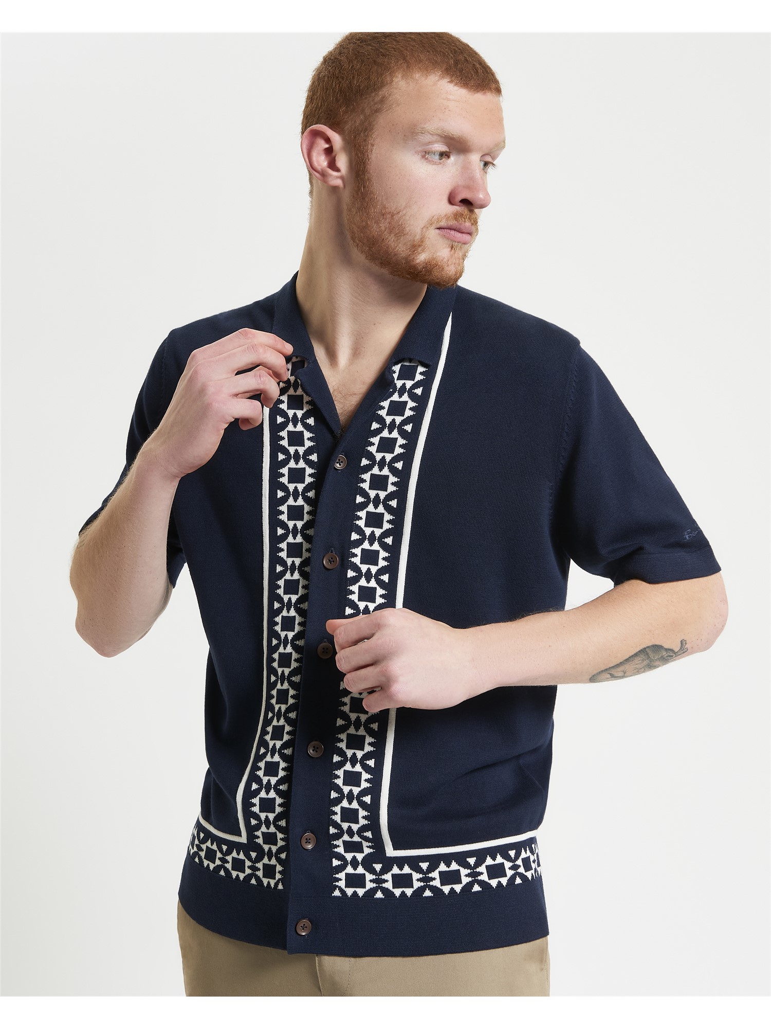 Floral Border Resort Knitted Shirt
