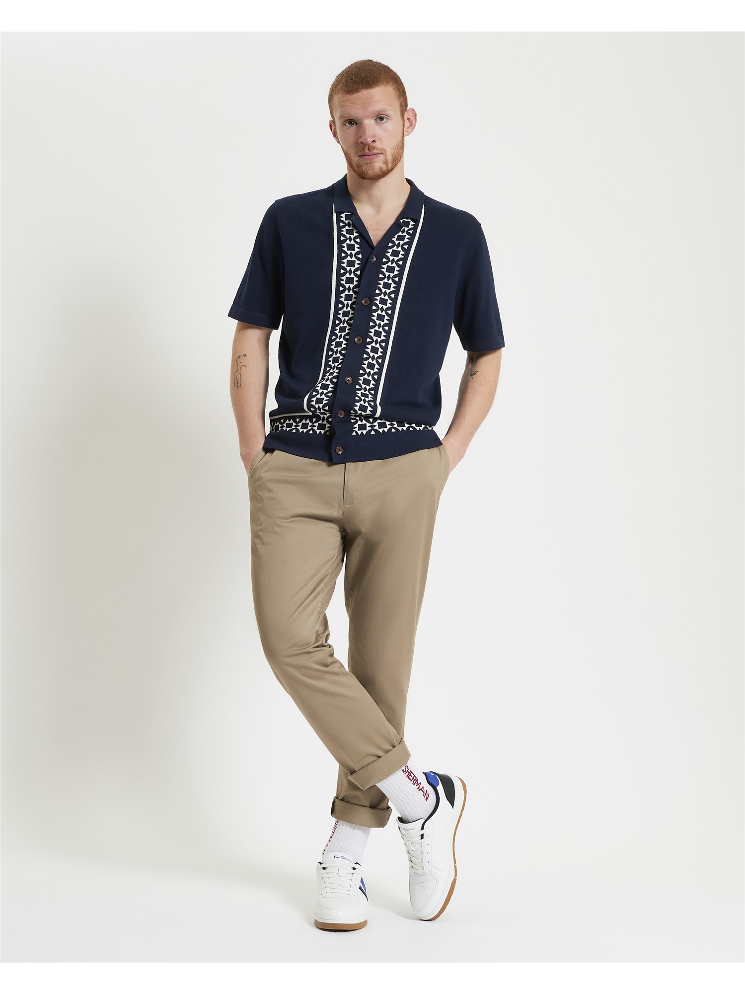 Floral Border Resort Knitted Shirt