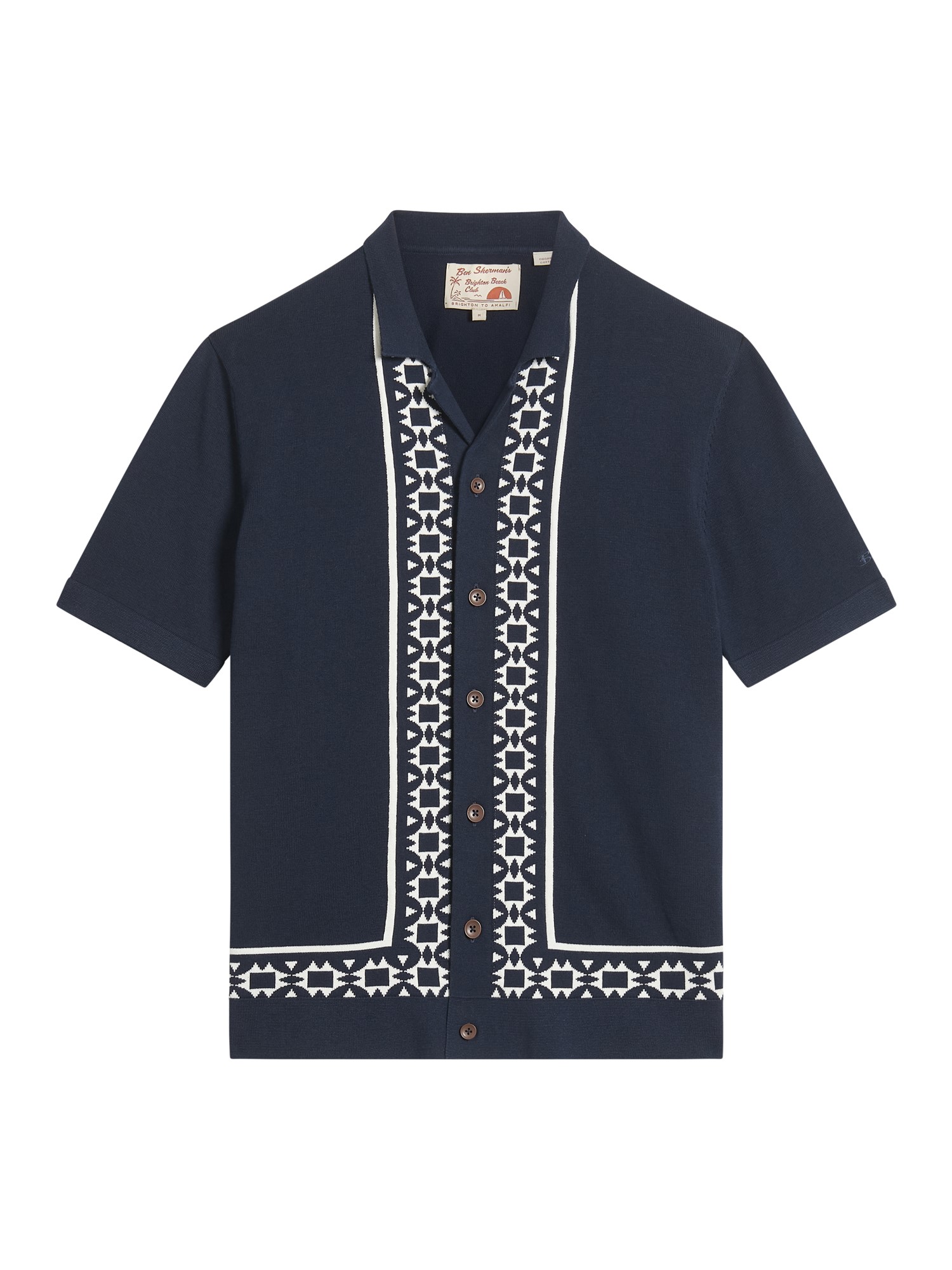 Floral Border Resort Knitted Shirt