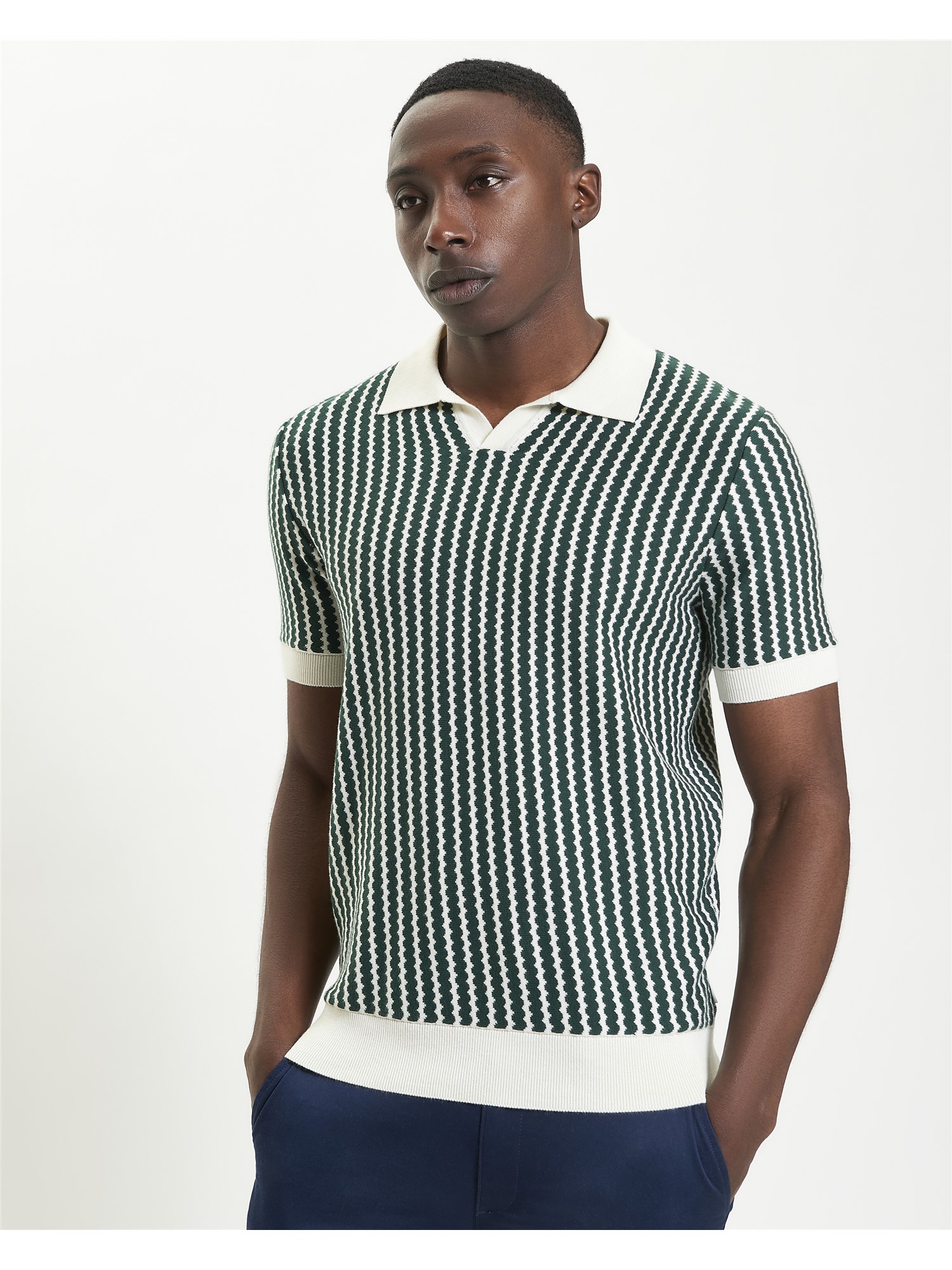 Vertical Wave Knitted Polo
