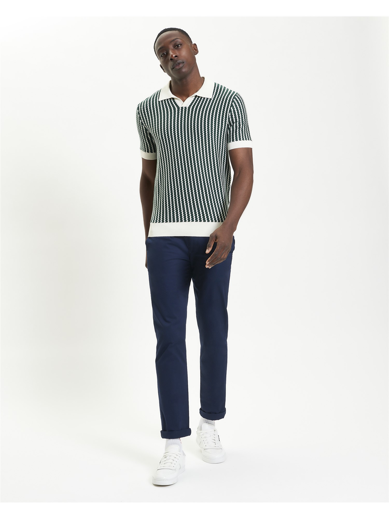 Vertical Wave Knitted Polo
