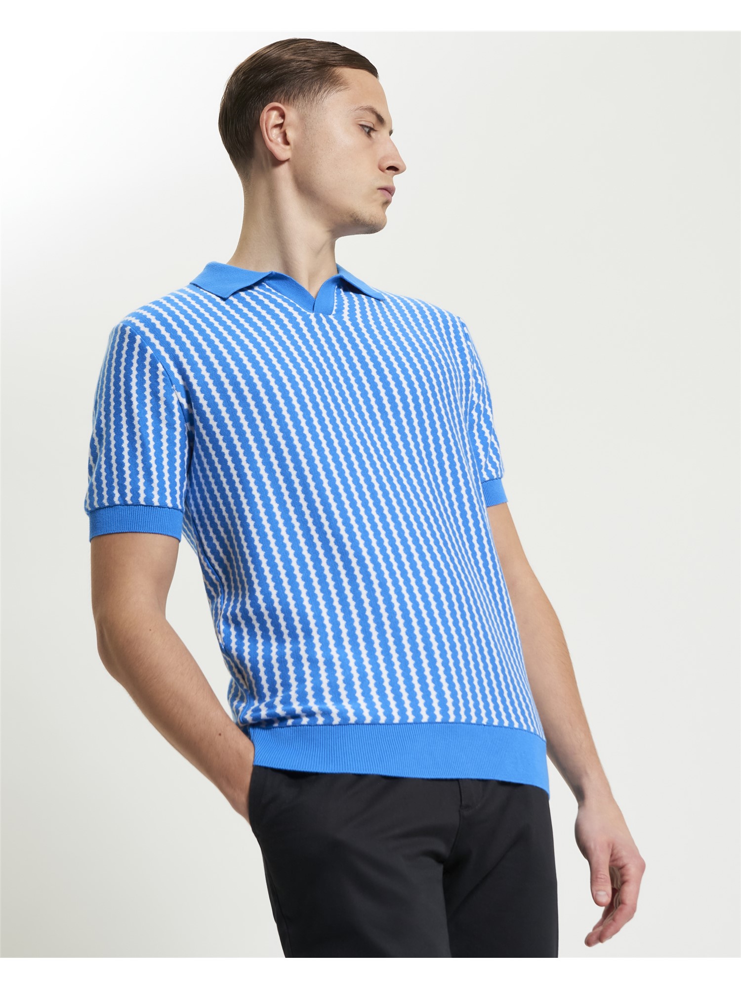 Vertical Wave Knitted Polo
