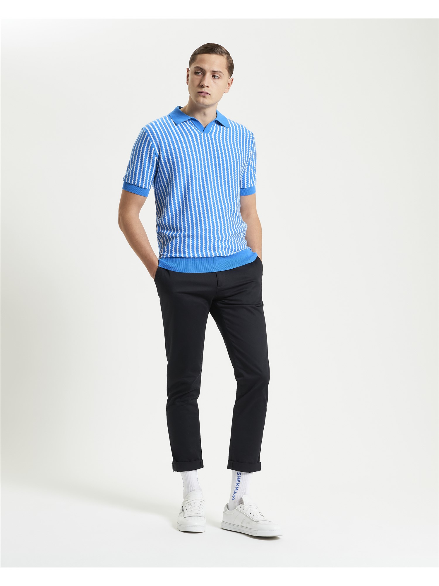 Vertical Wave Knitted Polo