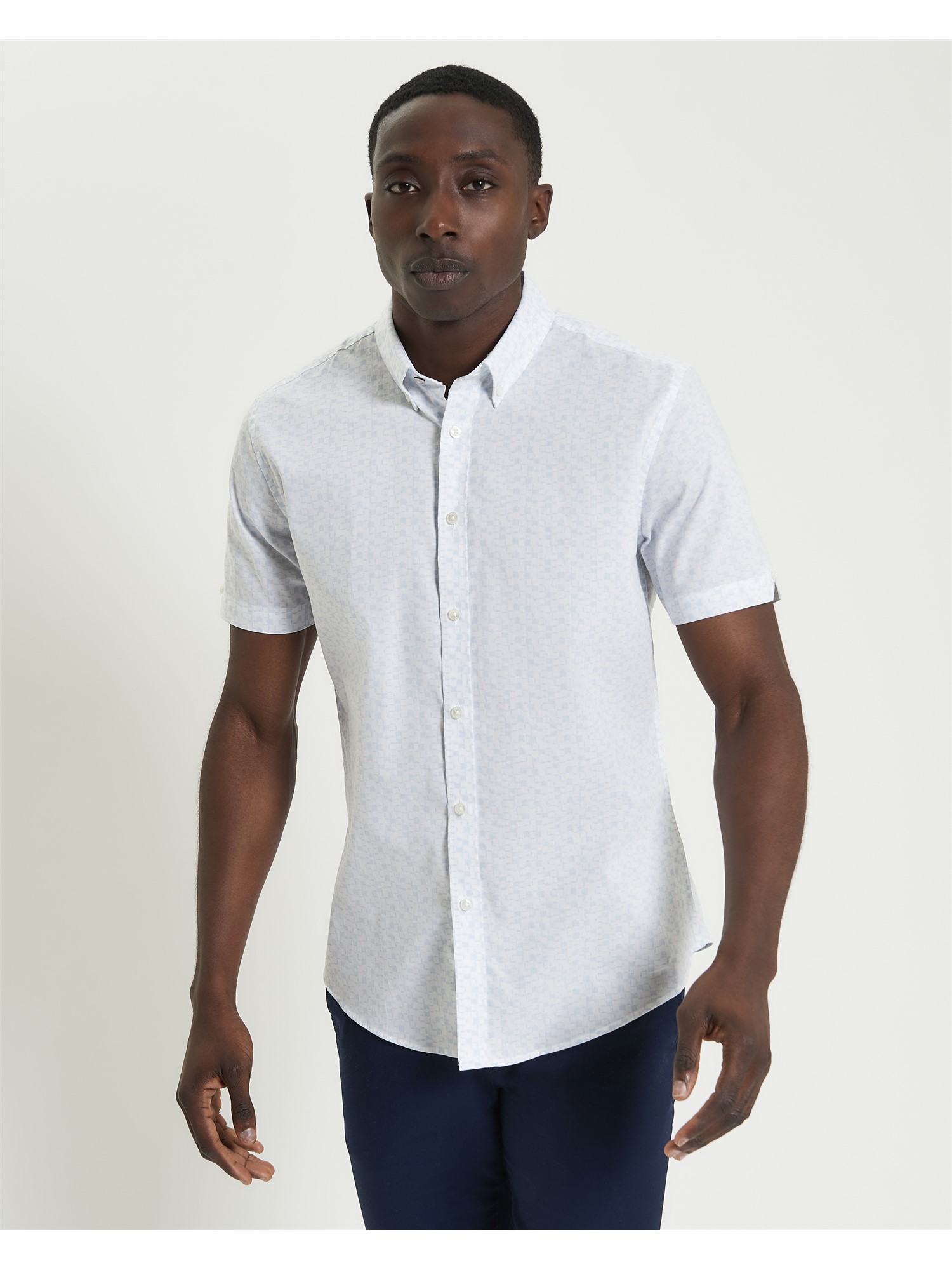 Short Sleeve Geo Tile Print Shirt