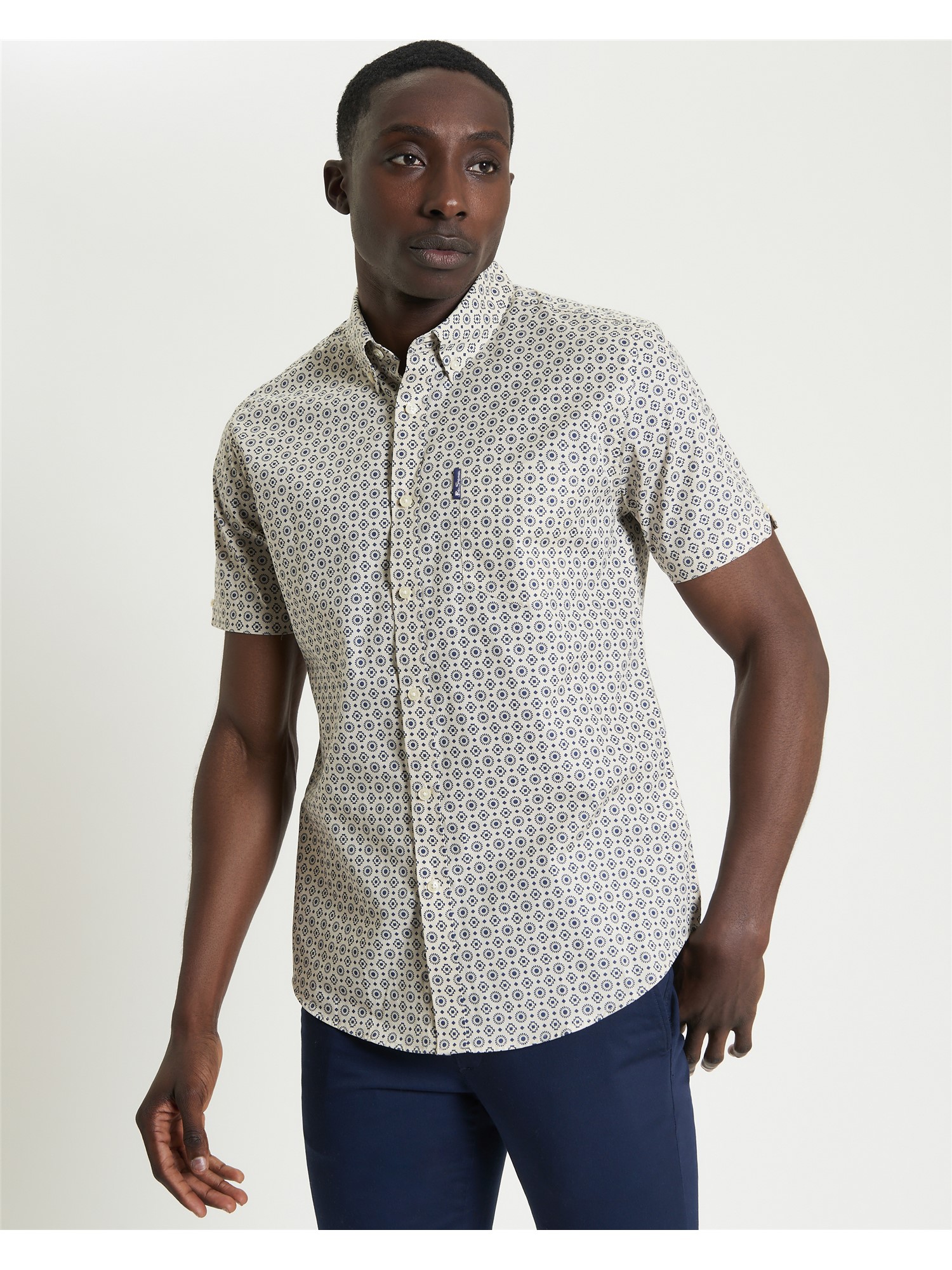 Short Sleeve Block Geo Print Shirt