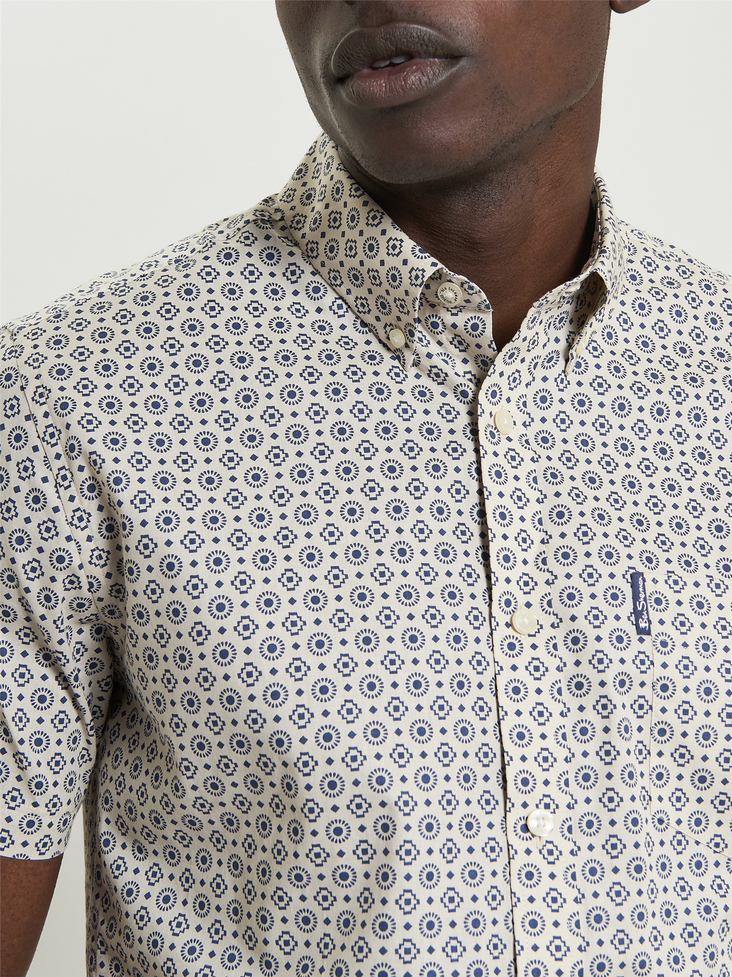 Short Sleeve Block Geo Print Shirt