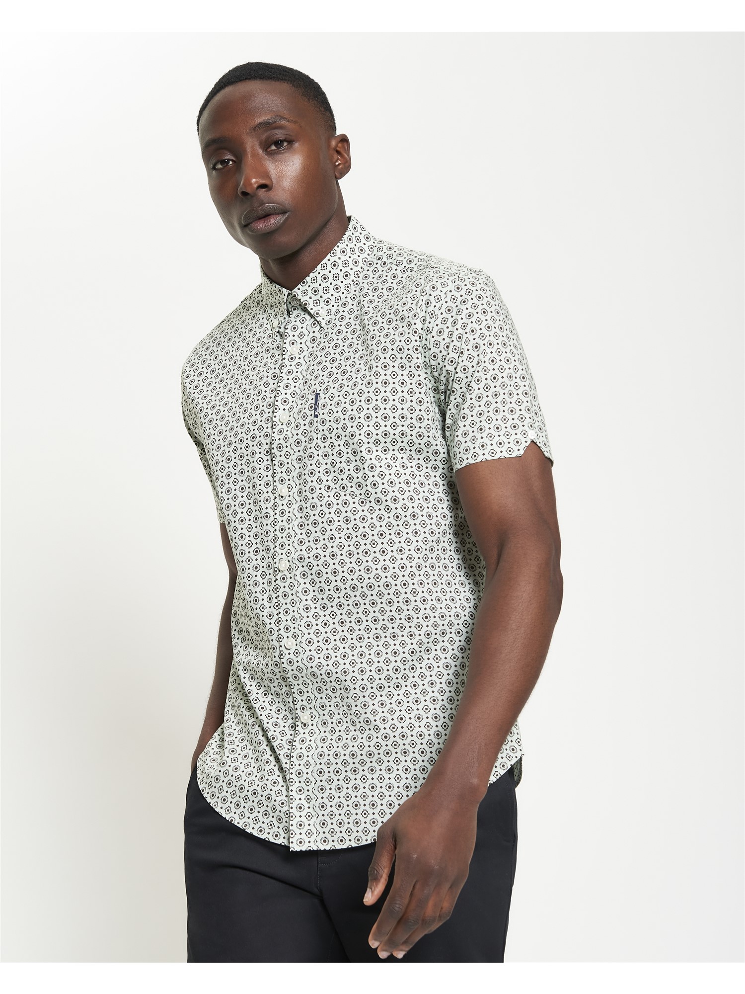 Short Sleeve Block Geo Print Shirt