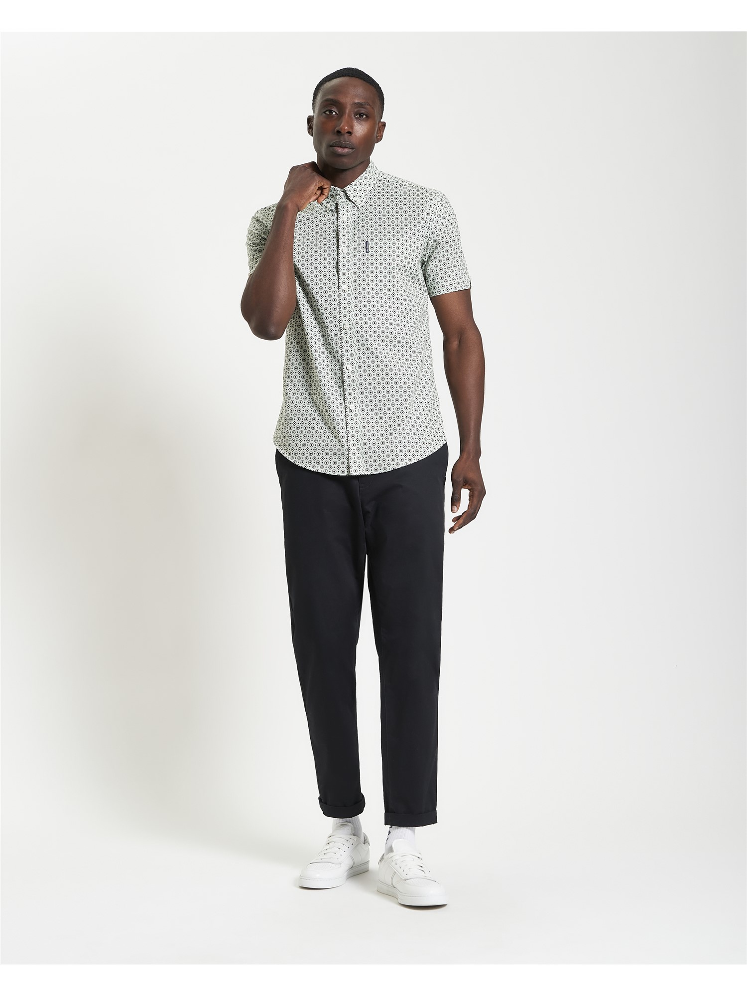 Short Sleeve Block Geo Print Shirt
