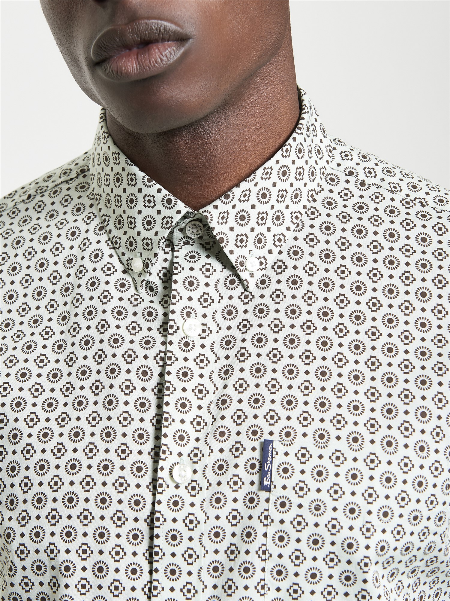 Short Sleeve Block Geo Print Shirt