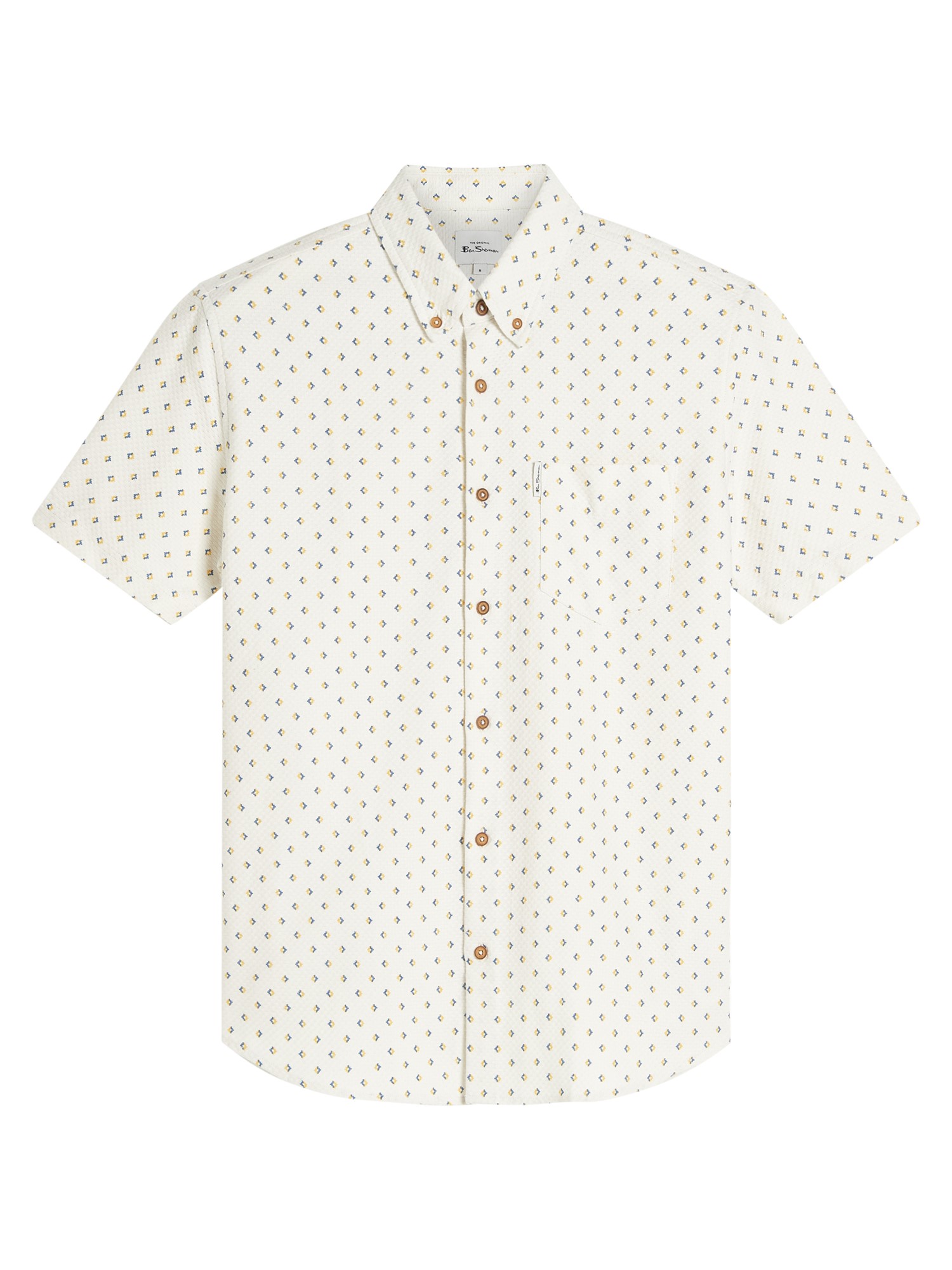 Short Sleeve Split Geo Print Shirt