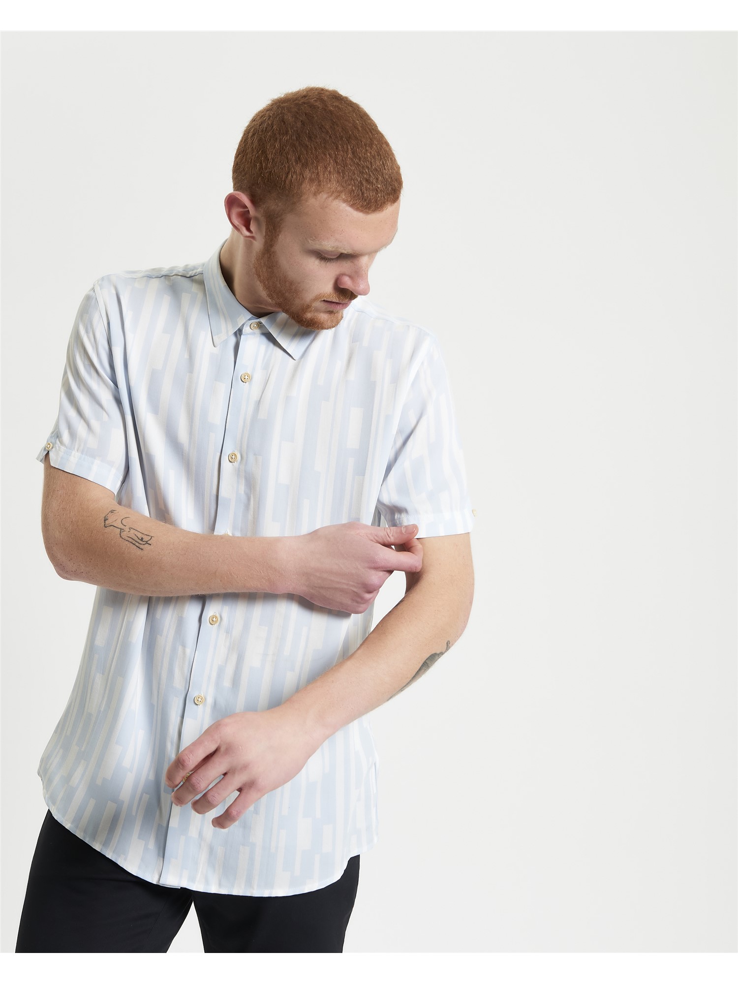 Short Sleeve Jazz Lines Print Shirt