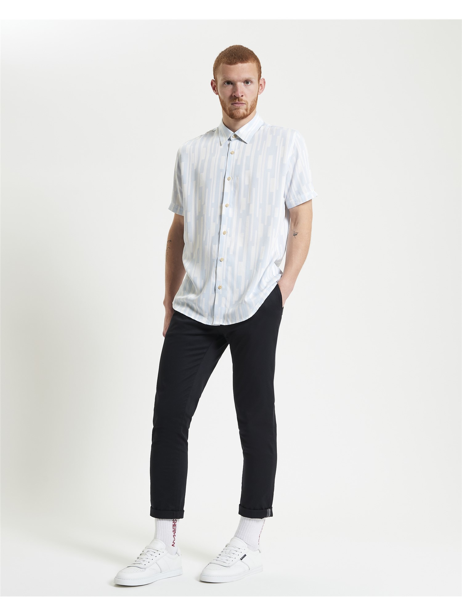 Short Sleeve Jazz Lines Print Shirt