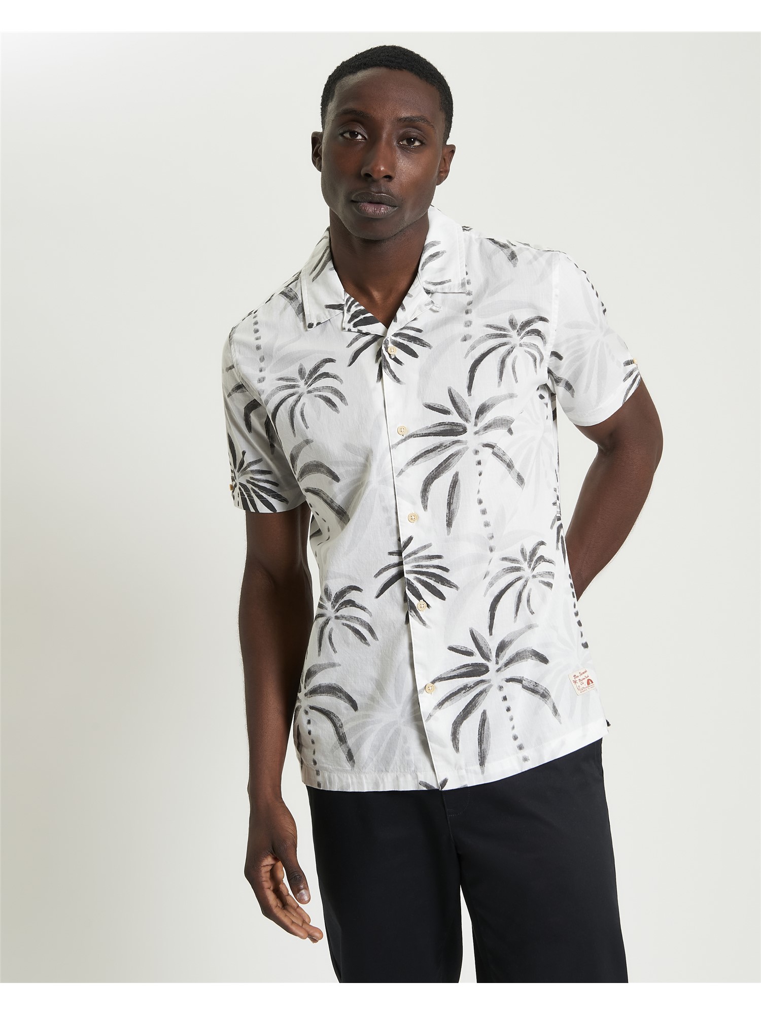 Short Sleeve Palm Print Shirt