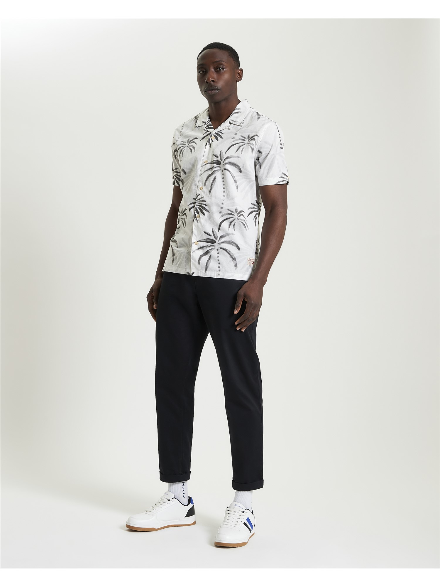 Short Sleeve Palm Print Shirt