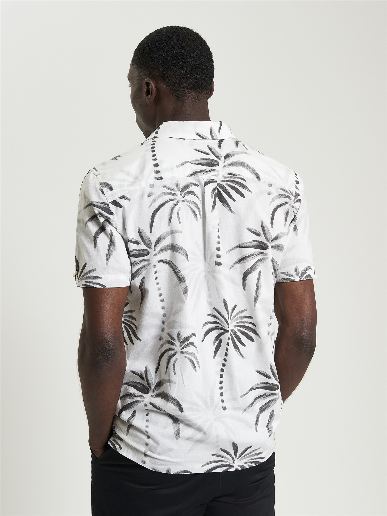 Short Sleeve Palm Print Shirt
