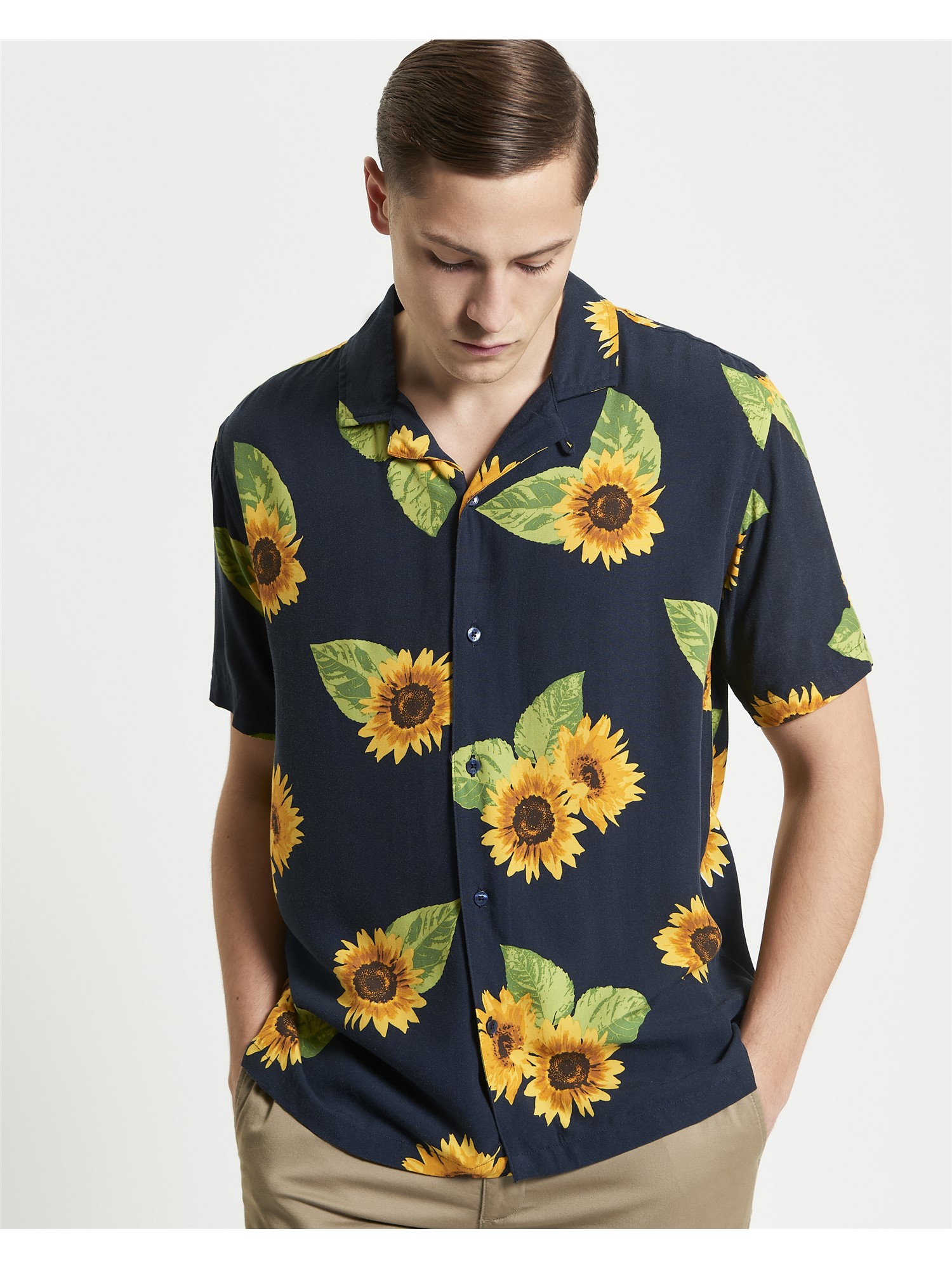 Short Sleeve Sunflower Print Shirt